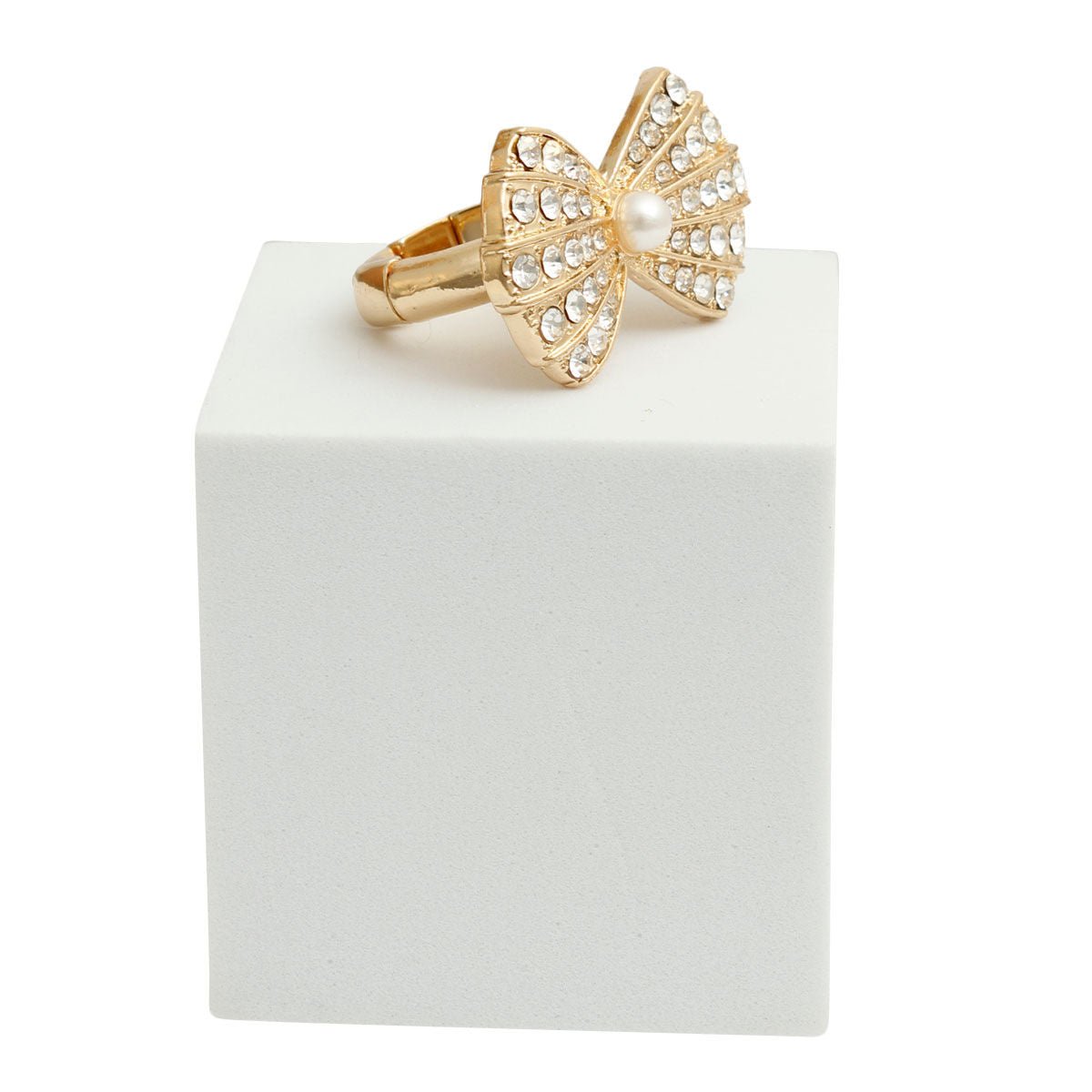 Gold Rhinestone Bow Ring - Cowgirltops.com