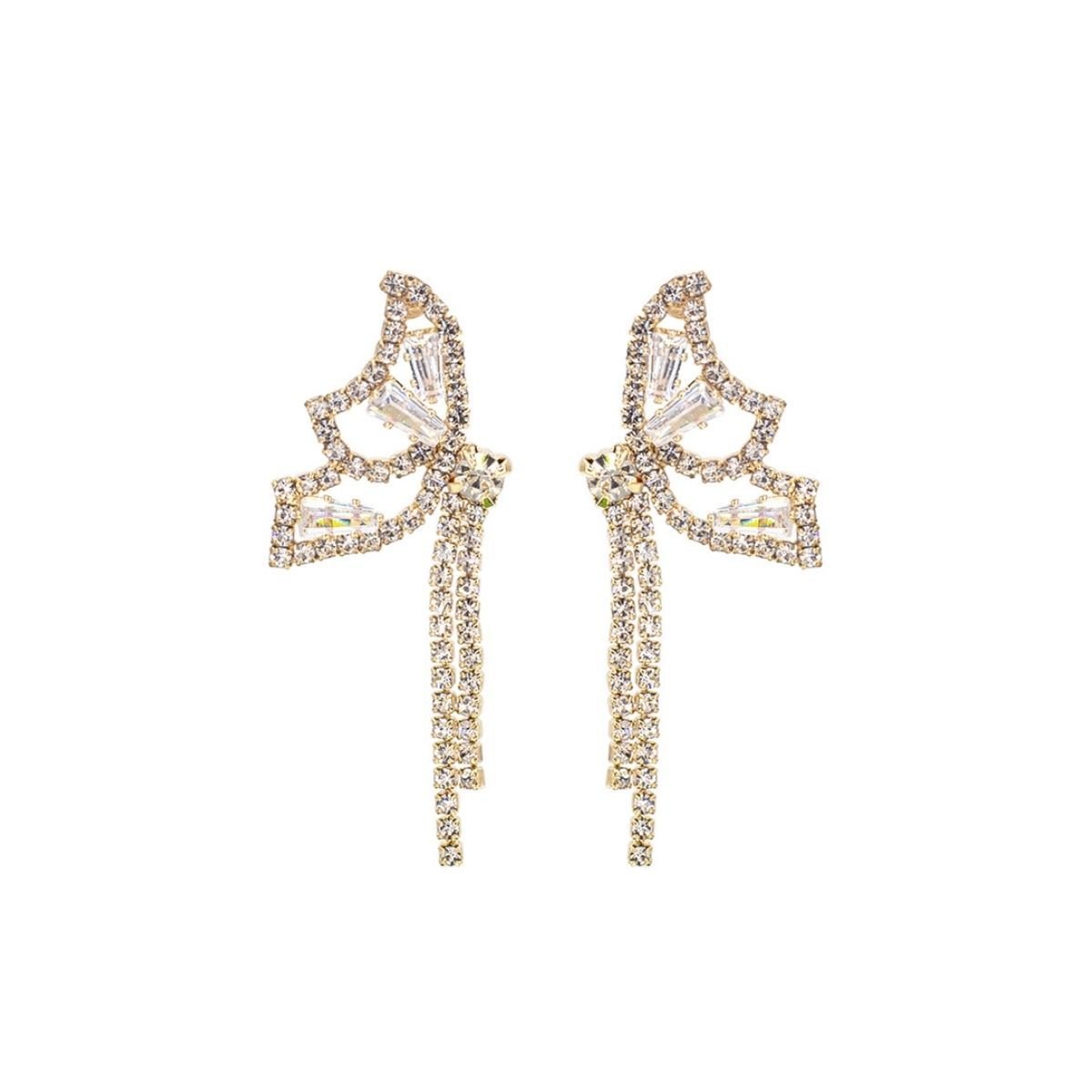 Gold Rhinestone Butterfly Tail Studs - Cowgirltops.com