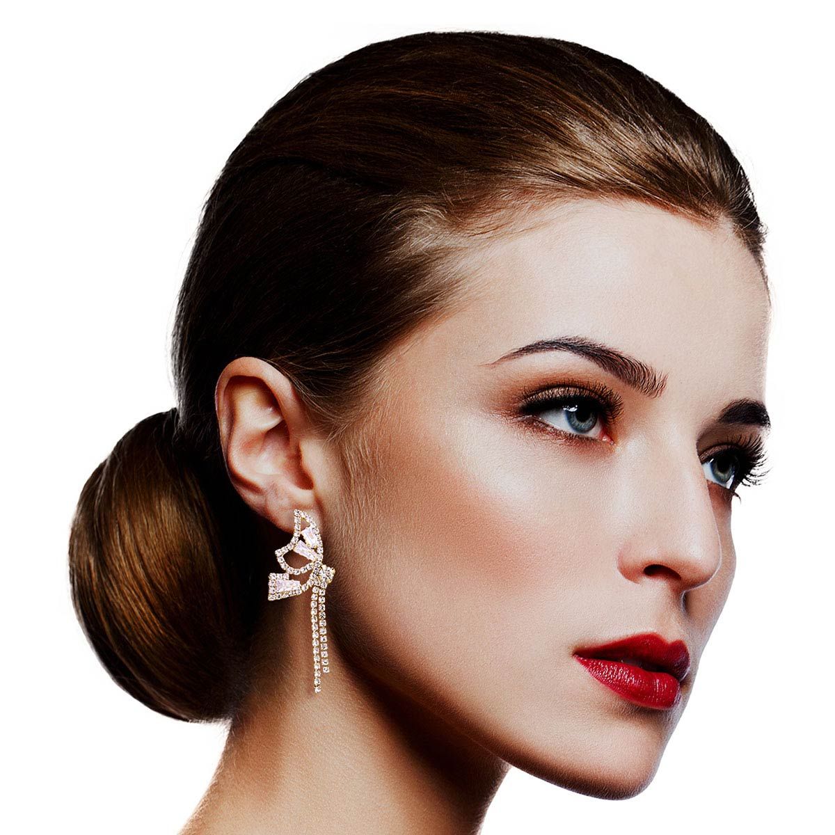 Gold Rhinestone Butterfly Tail Studs - Cowgirltops.com