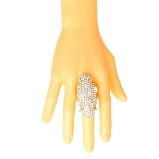 Gold Rhinestone Elongated Ring - Cowgirltops.com