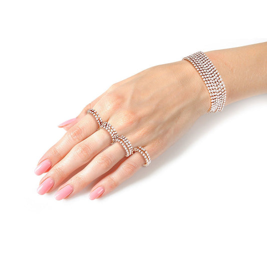 Gold Rhinestone Ring and Bracelet Set - Cowgirltops.com