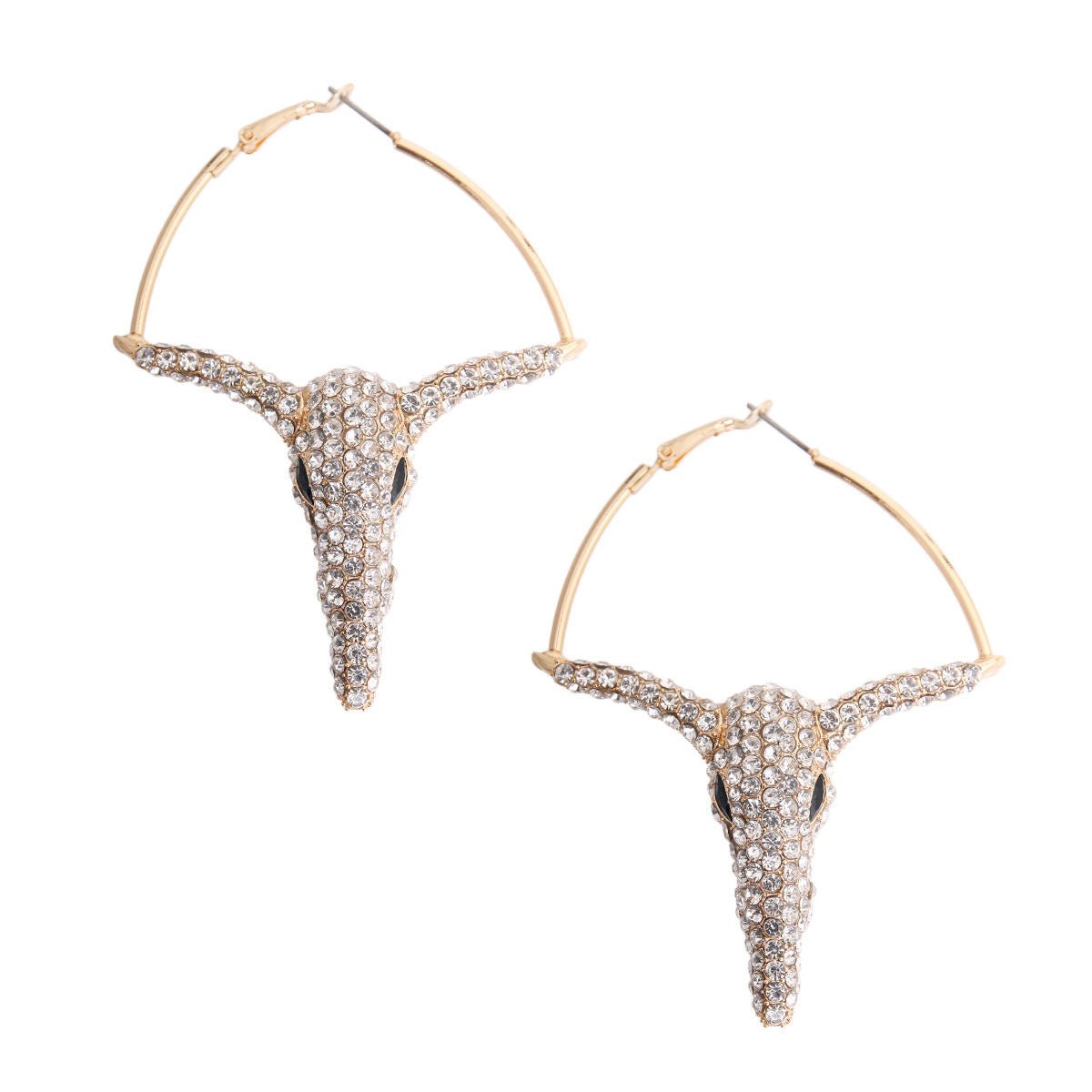 Gold Rhinestone Steer Hoops - Cowgirltops.com