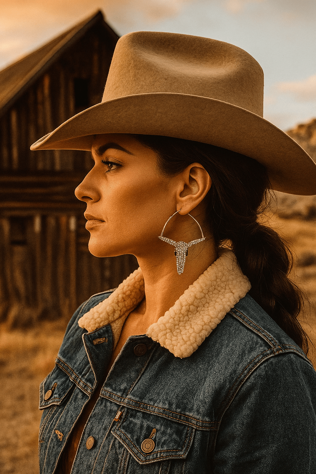 Gold Rhinestone Steer Hoops - Cowgirltops.com