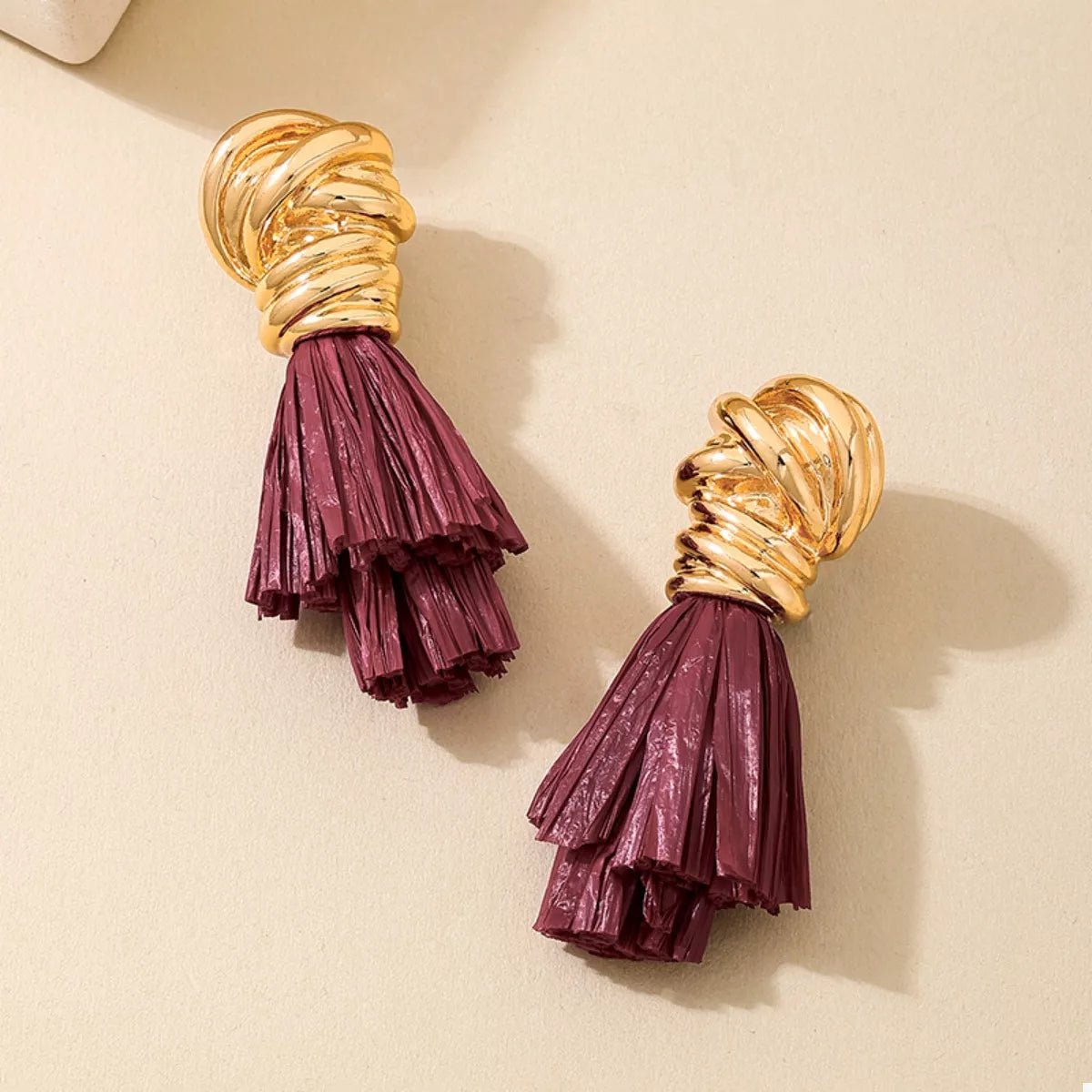 Golden Wire Wrapped Tassel Drop Earrings - Cowgirltops.com