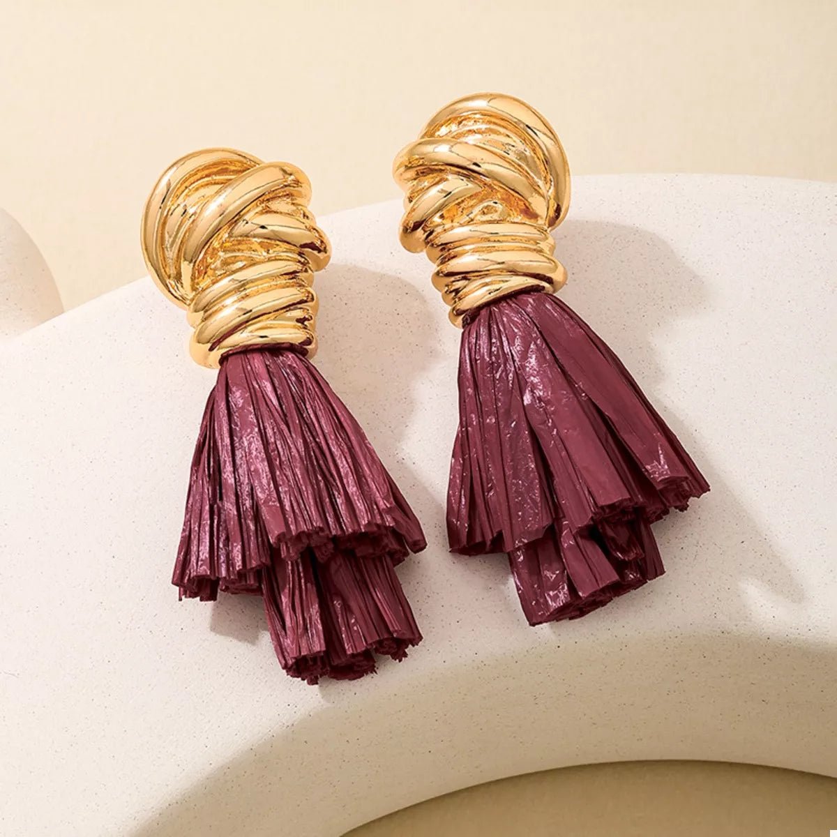Golden Wire Wrapped Tassel Drop Earrings - Cowgirltops.com