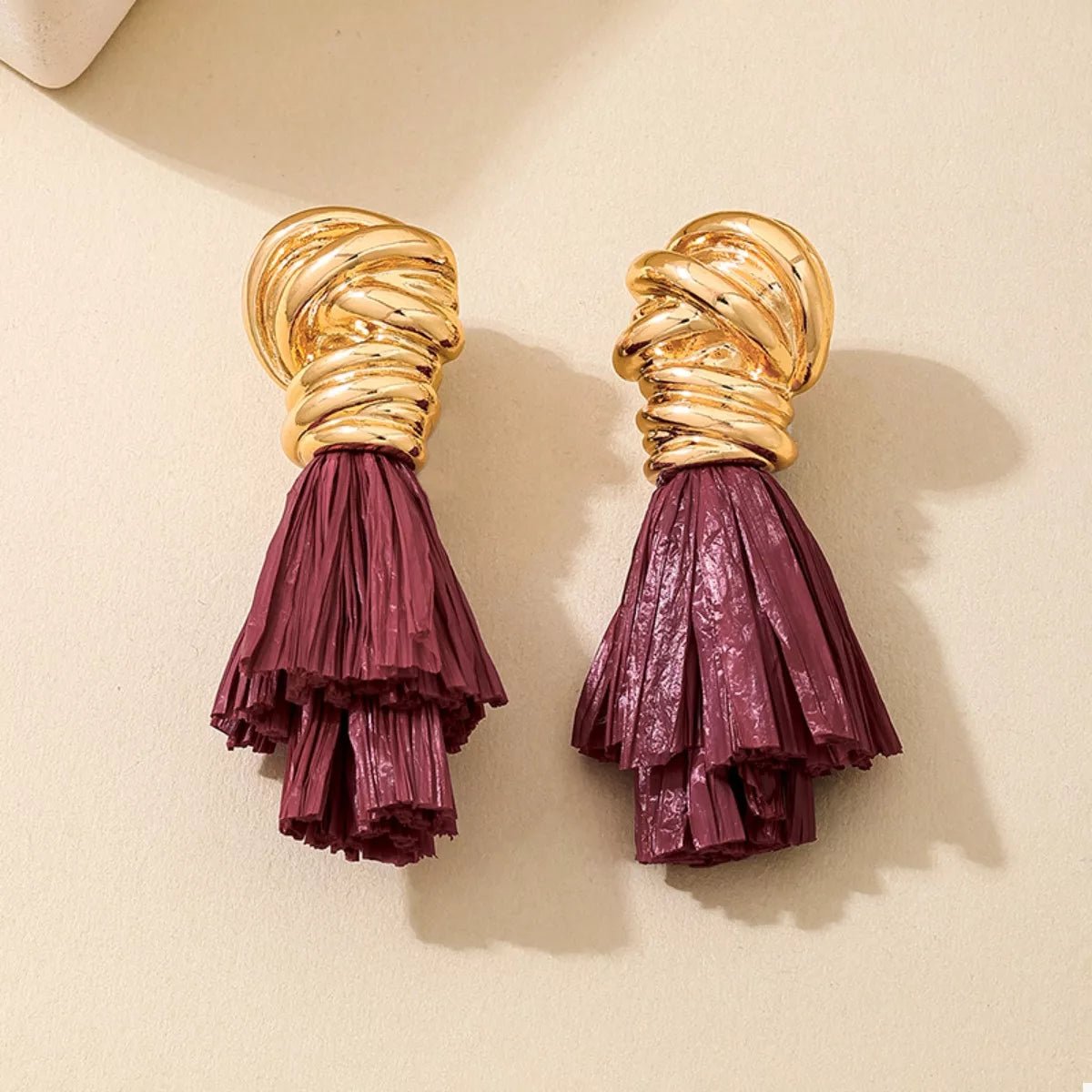 Golden Wire Wrapped Tassel Drop Earrings - Cowgirltops.com
