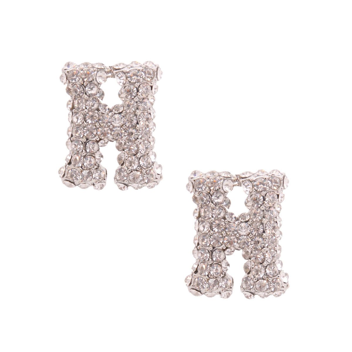 H Rhinestone Silver Studs - Cowgirltops.com