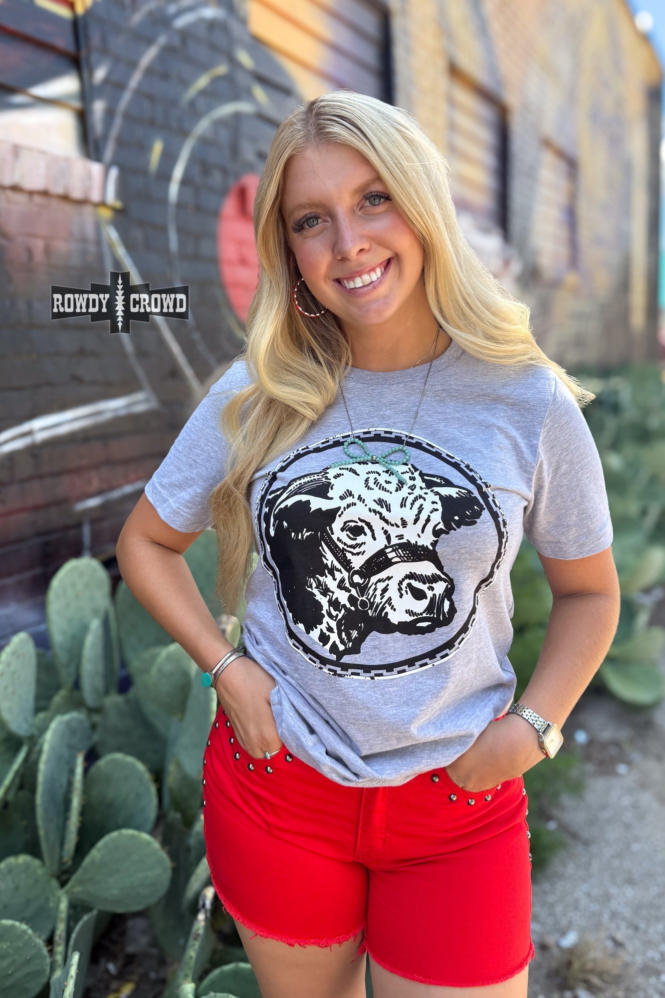 Happy Hereford Tee - GREY - Cowgirltops.com