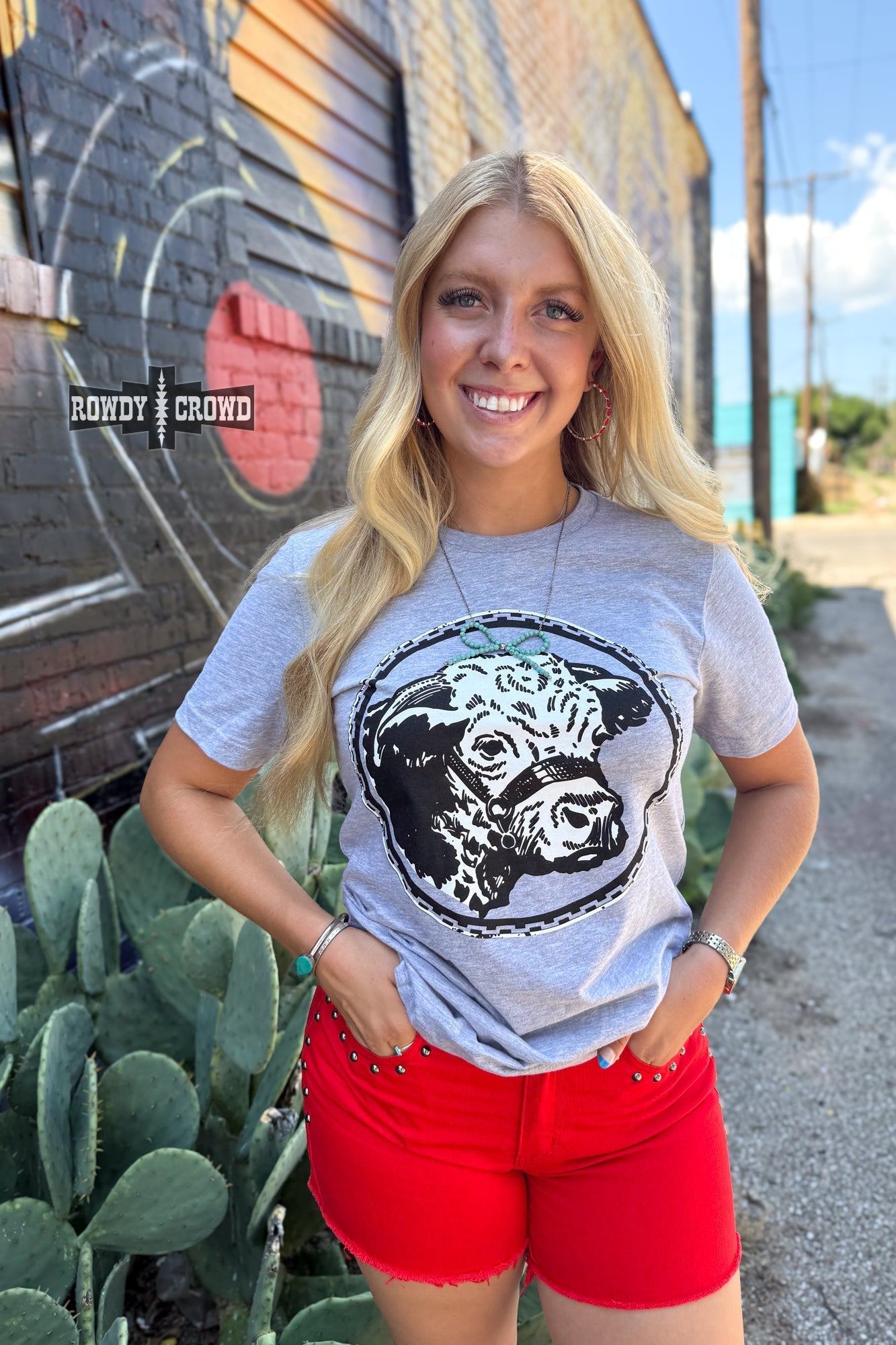 Happy Hereford Tee - GREY - Cowgirltops.com