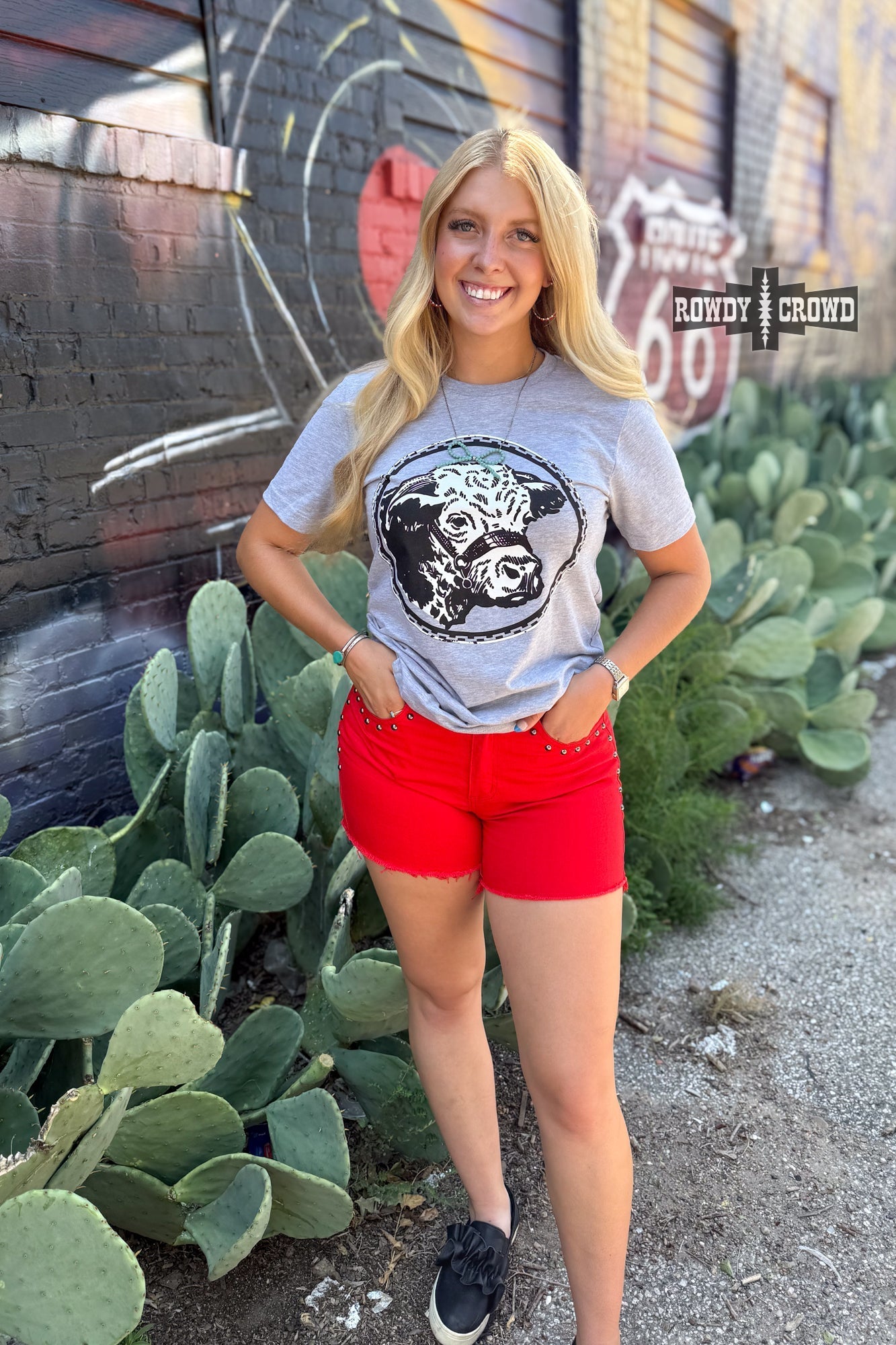 Happy Hereford Tee - GREY - Cowgirltops.com