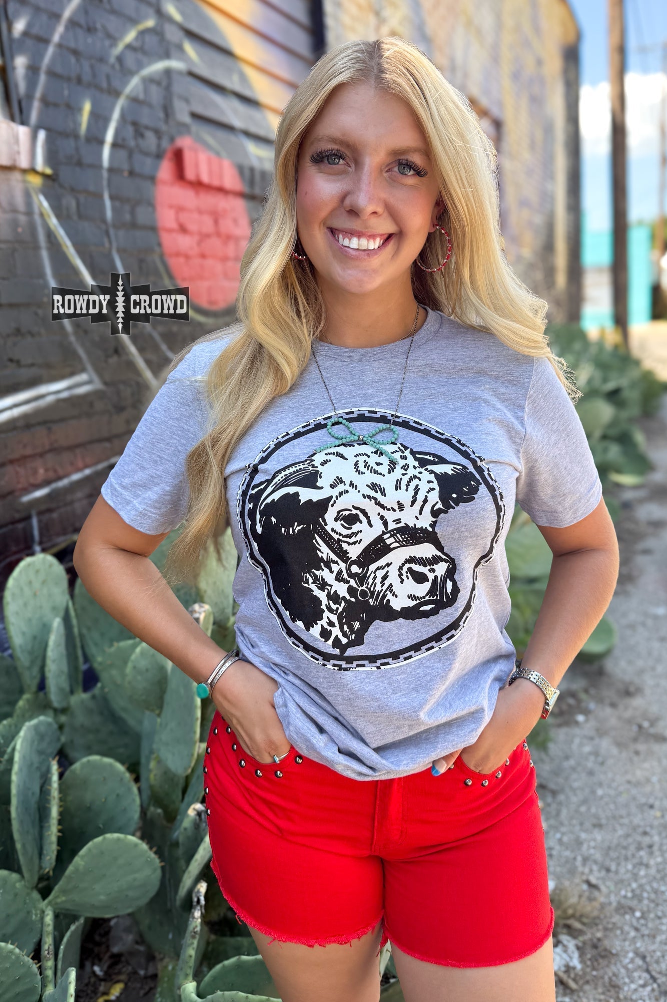 Happy Hereford Tee - GREY - Cowgirltops.com