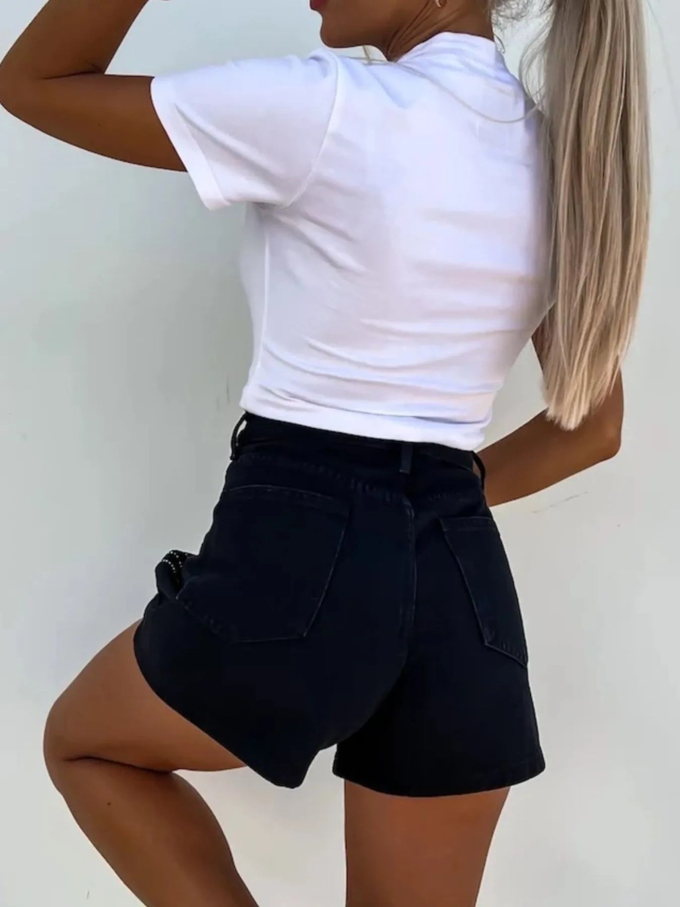 High Waist Wash Denim Shorts - Cowgirltops.com