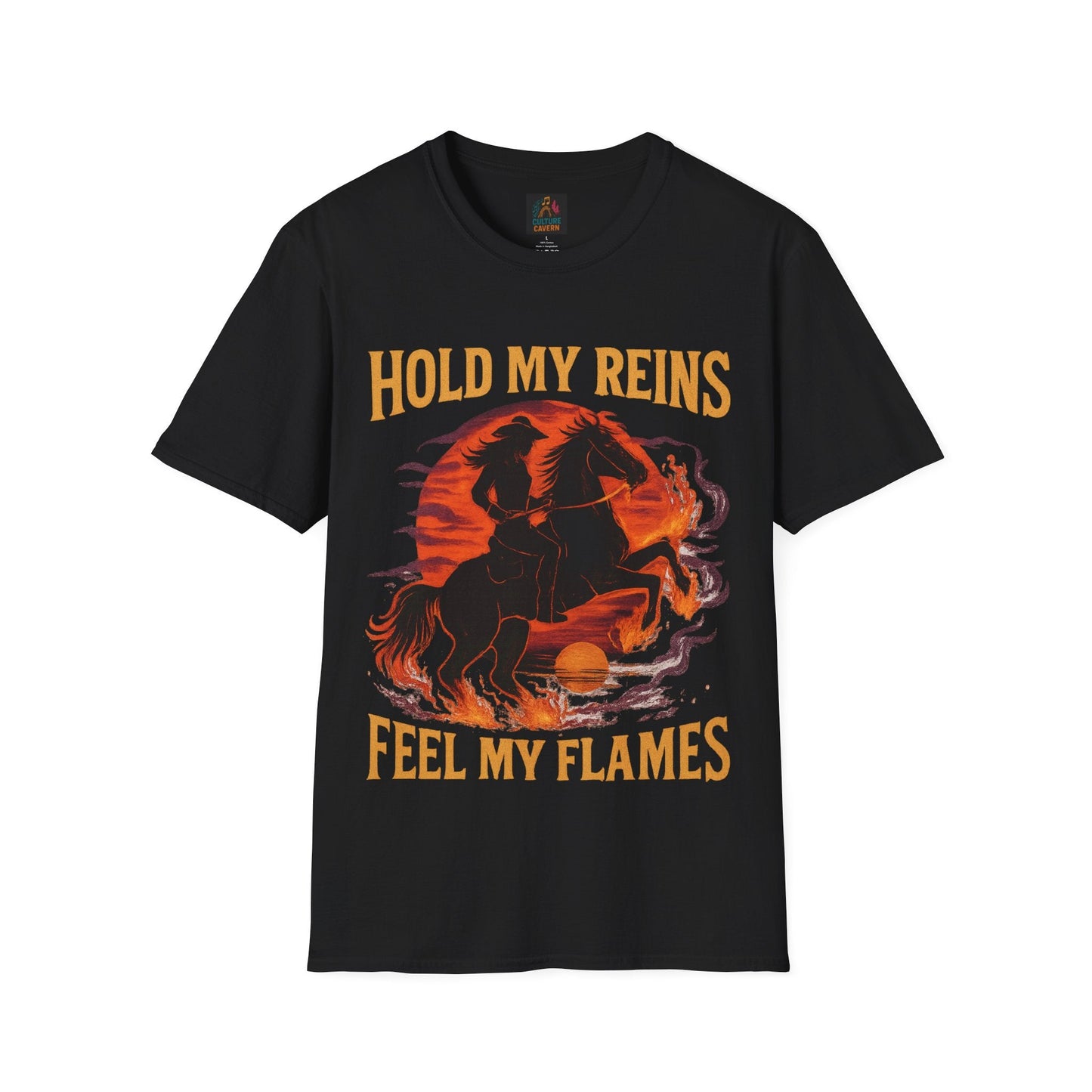 Hold my Reigns, Feel my Flames Womens tee - Cowgirltops.com