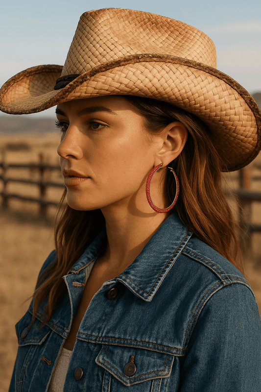 Hoop Pink Tube Rhinestone 3" Earrings for Women - Cowgirltops.com