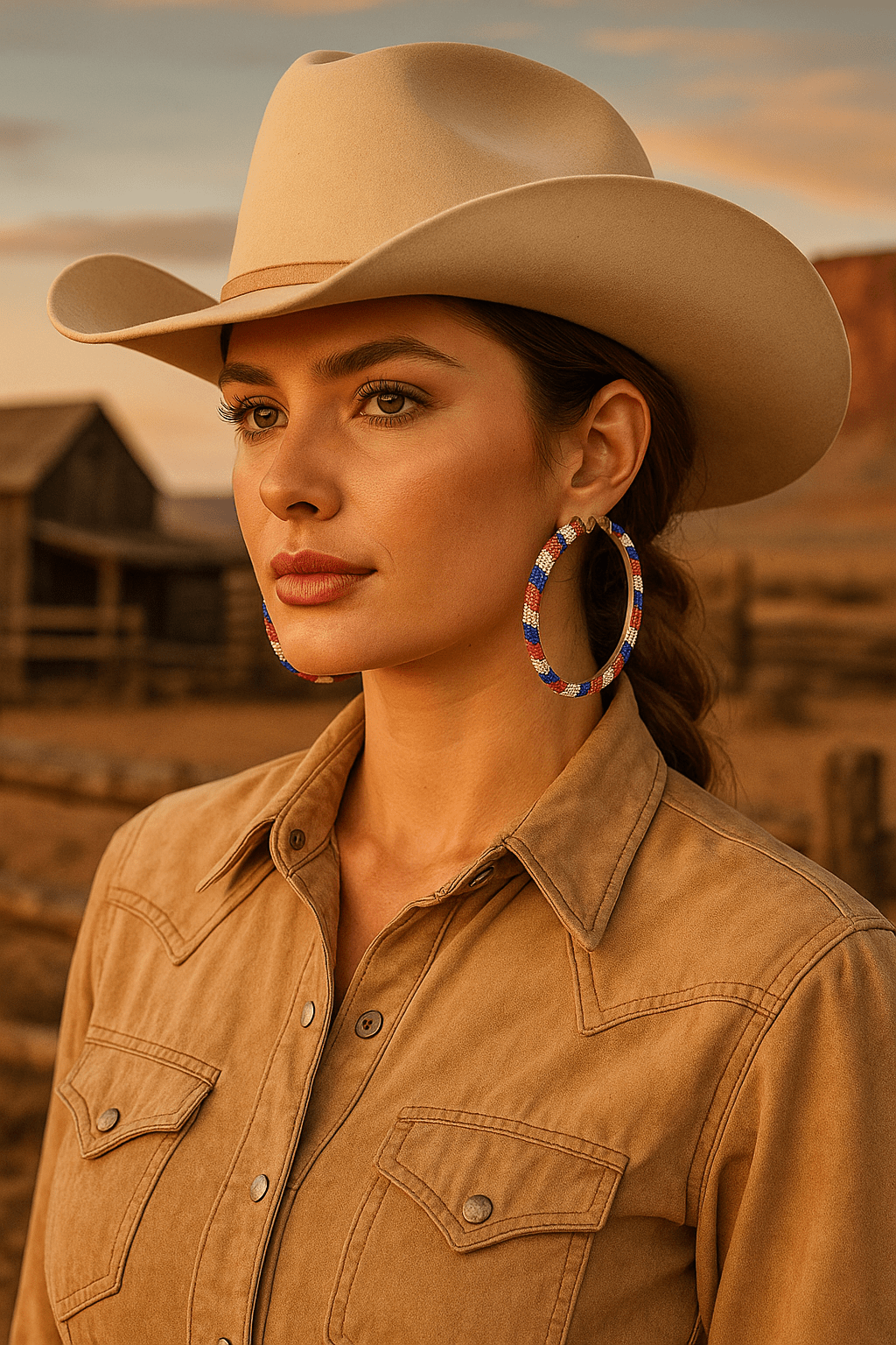 Hoop Red White Blue Tube Rhinestone 3" Earrings - Cowgirltops.com