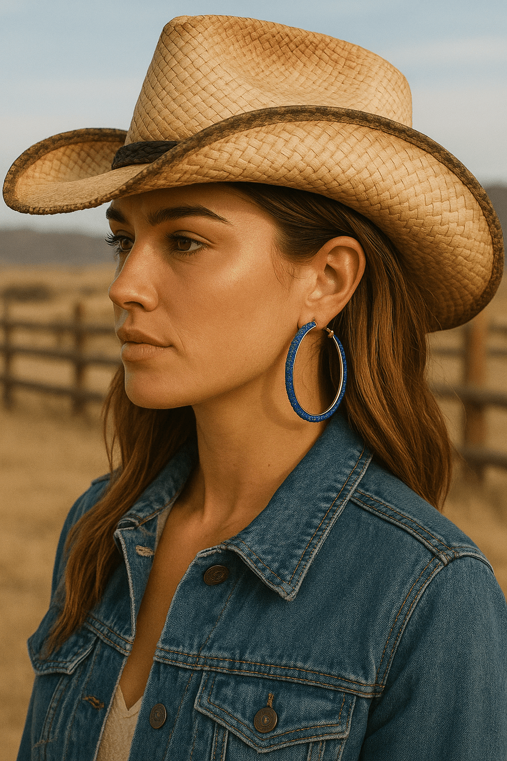 Hoop Royal Blue Tube Rhinestone 3" Earrings Women - Cowgirltops.com