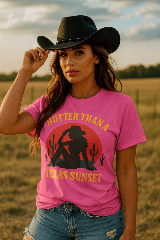 Hotter Than a Texas Sunset Women’s tee - Cowgirltops.com