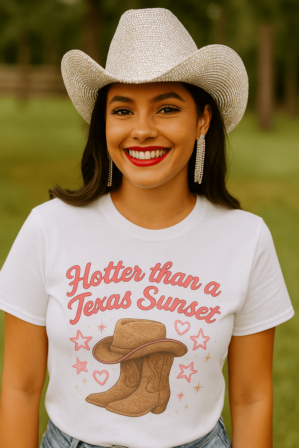 Hotter than a Texas Sunset Womens Tee - Cowgirltops.com