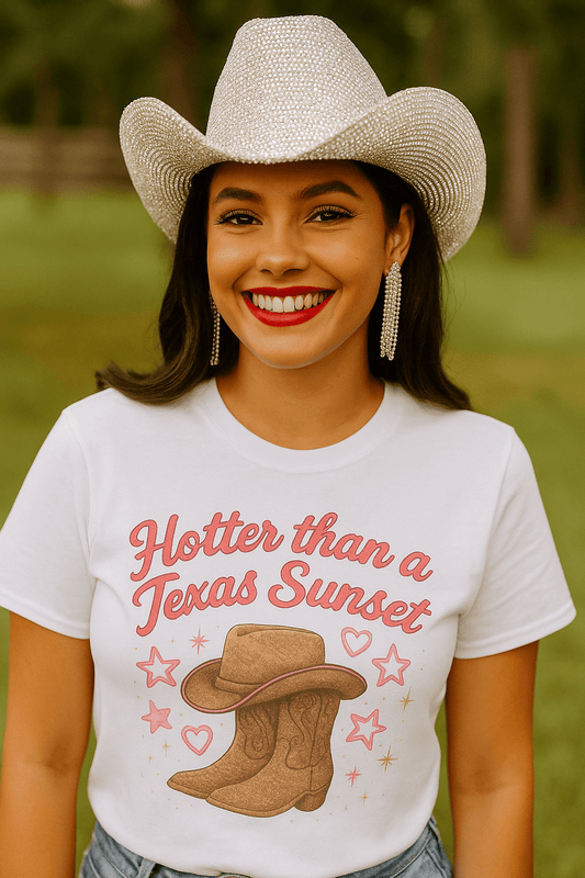 Hotter than a Texas Sunset Womens Tee - Cowgirltops.com