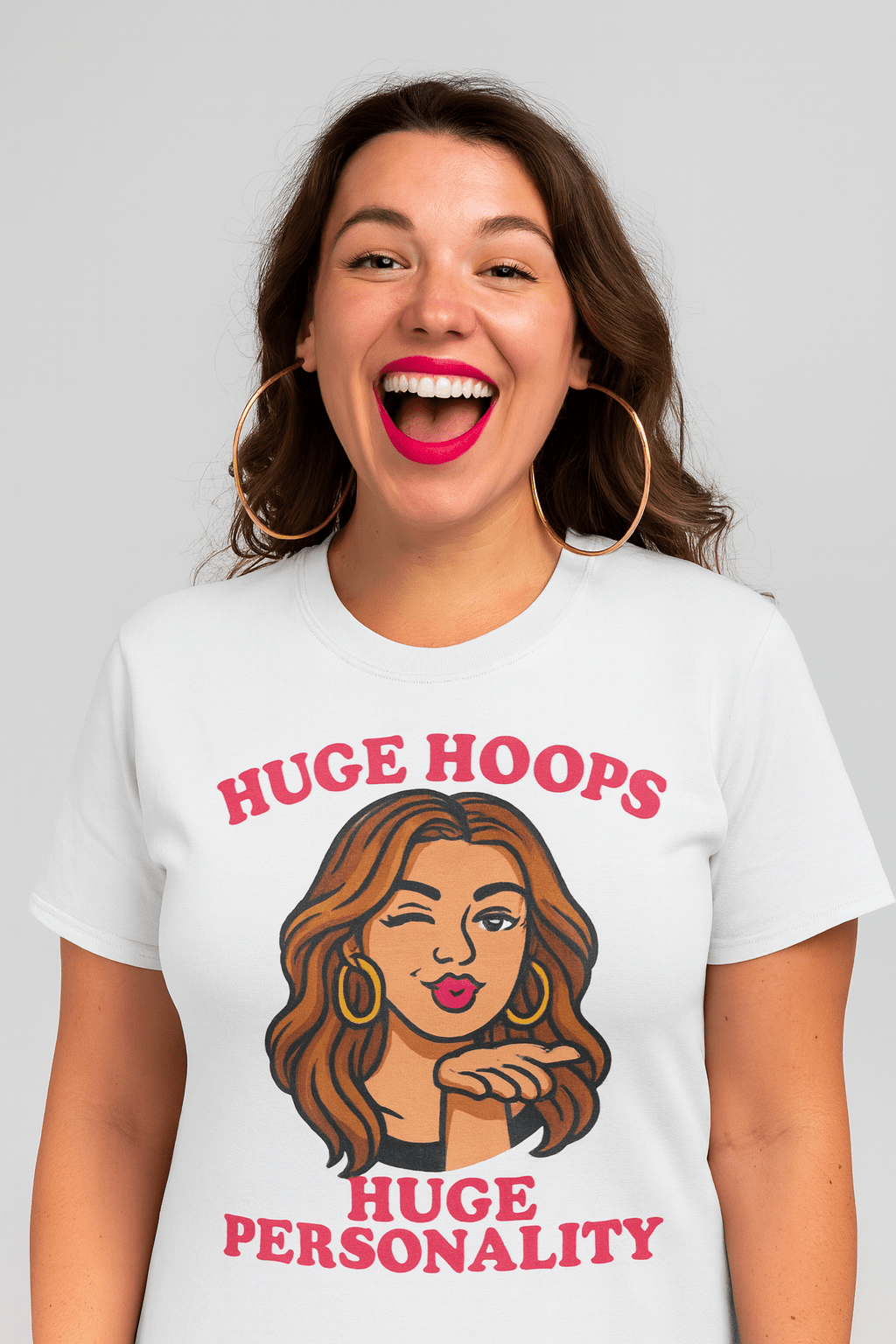 Huge Hoops, Huge Personality Tee - Cowgirltops.com
