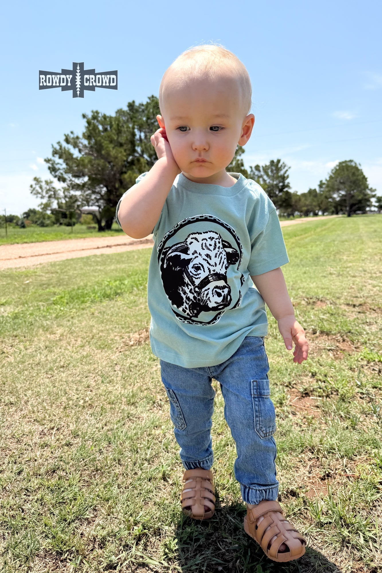 KIDS Happy Hereford Tee - BLUE - Cowgirltops.com