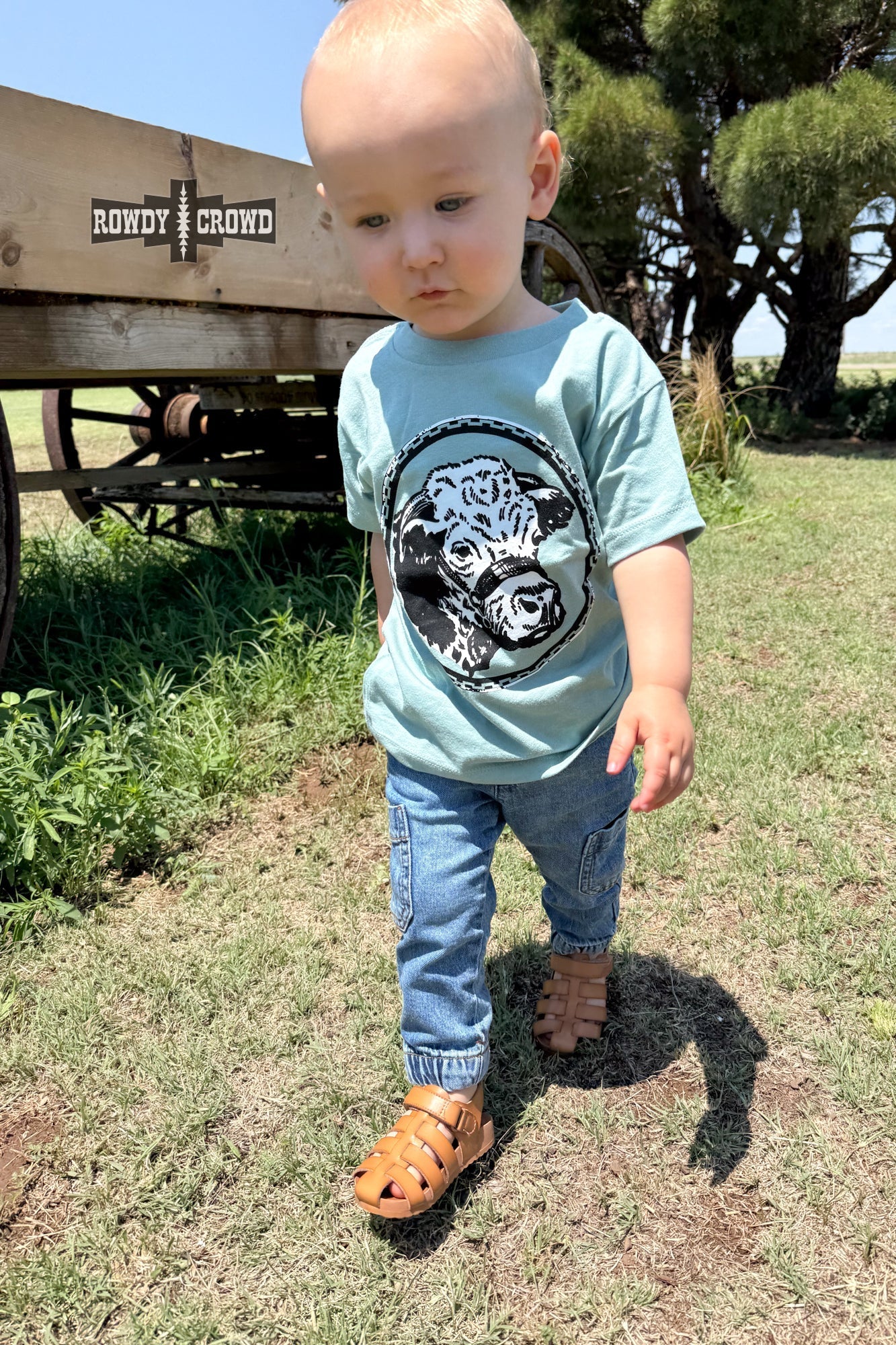 KIDS Happy Hereford Tee - BLUE - Cowgirltops.com