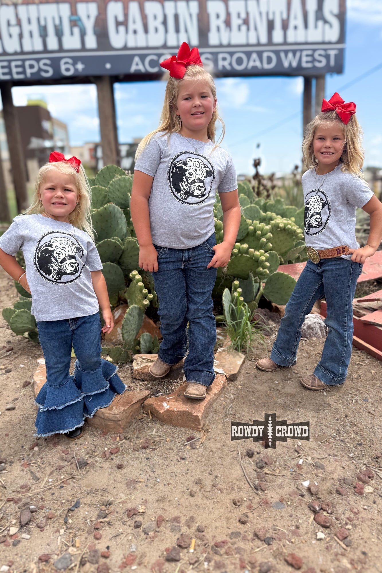 KIDS Happy Hereford Tee - GREY - Cowgirltops.com