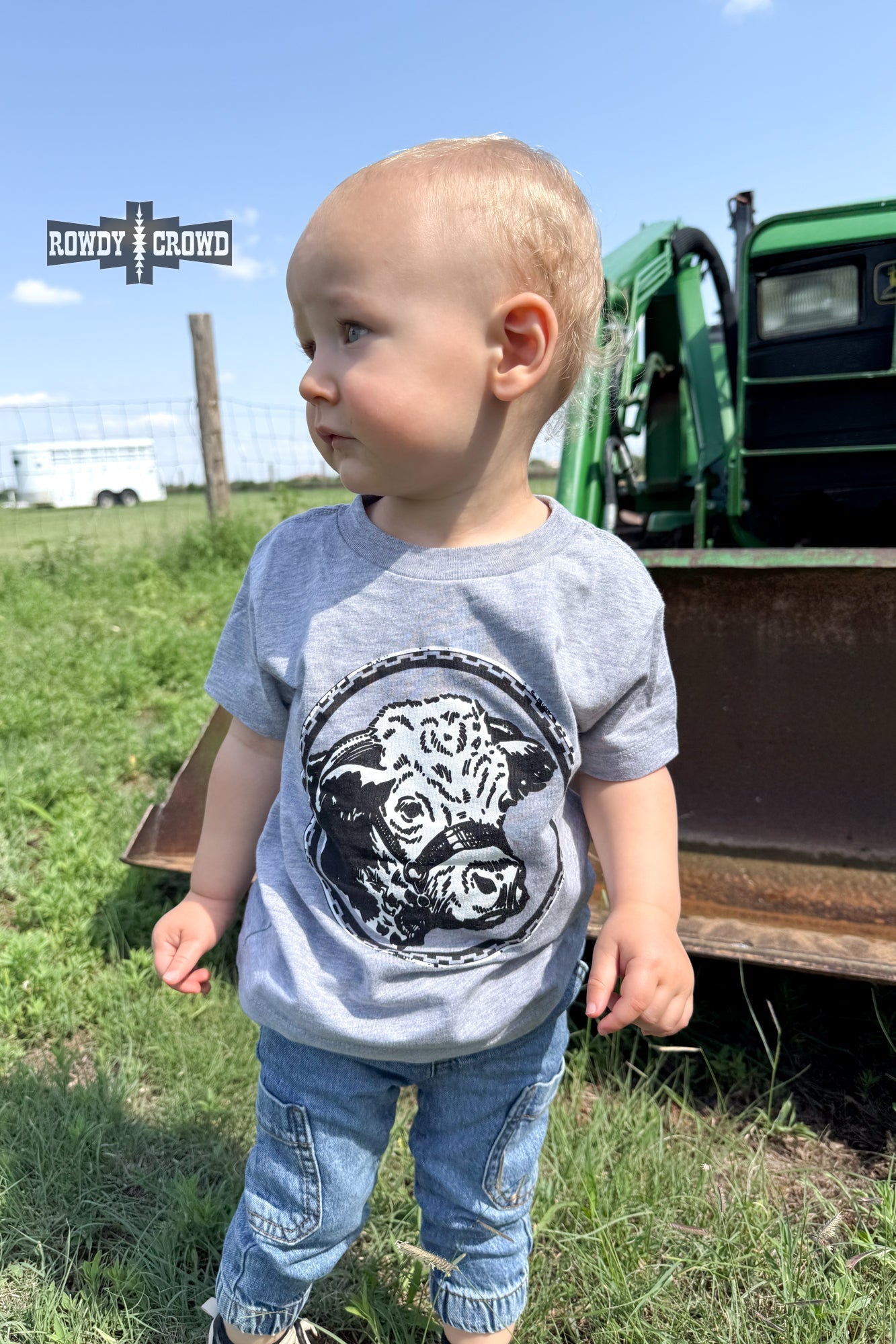 KIDS Happy Hereford Tee - GREY - Cowgirltops.com