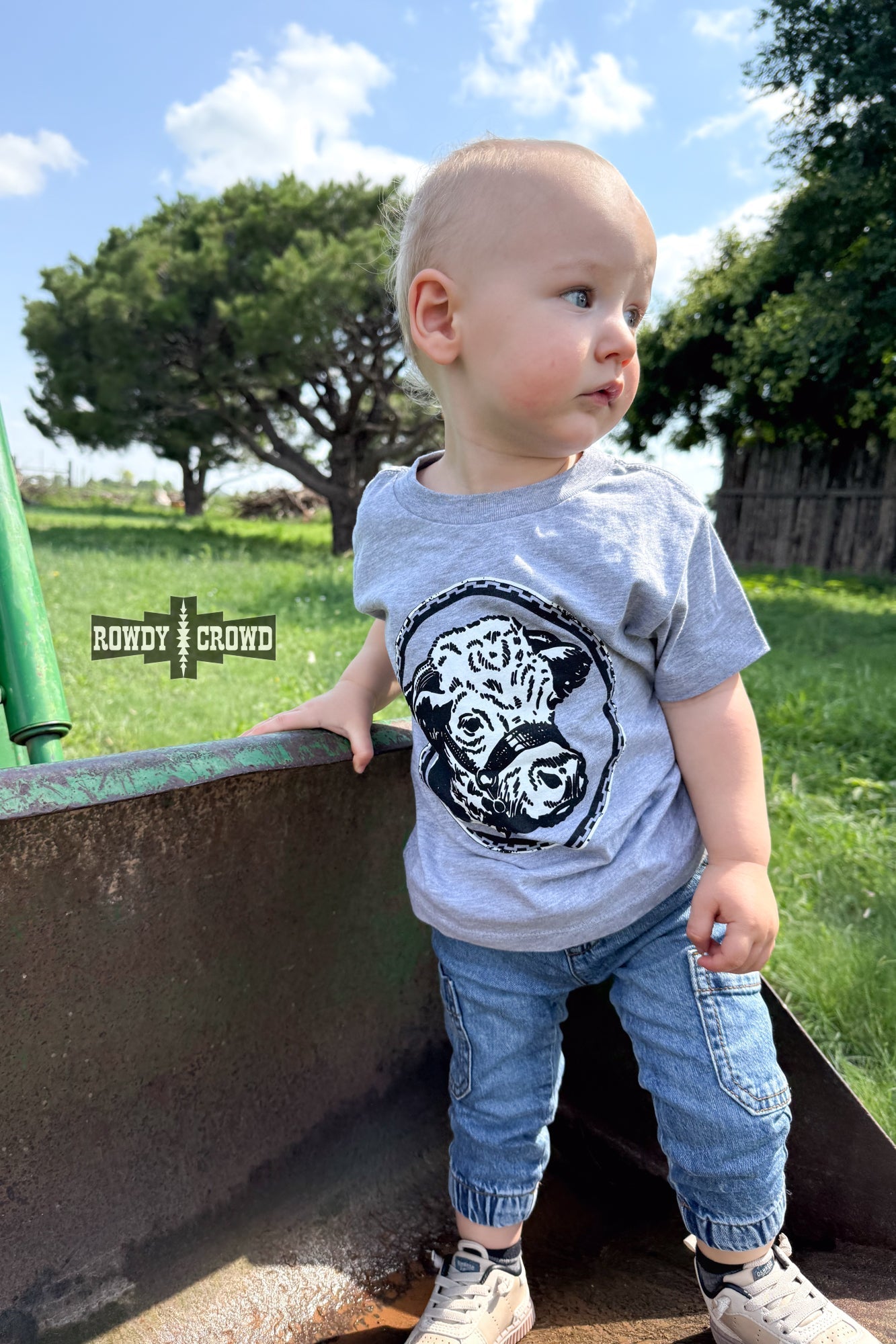 KIDS Happy Hereford Tee - GREY - Cowgirltops.com