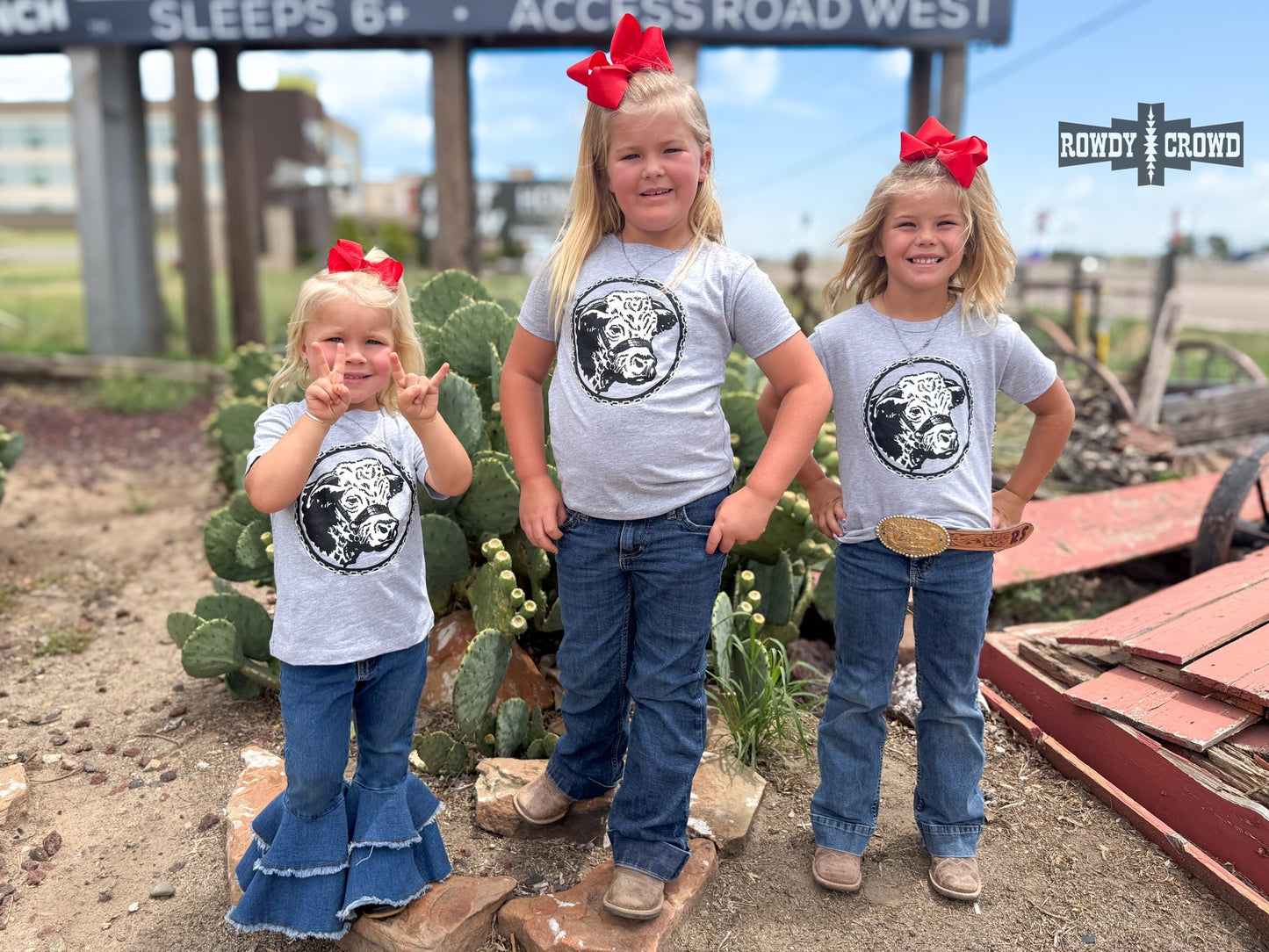 KIDS Happy Hereford Tee - GREY - Cowgirltops.com