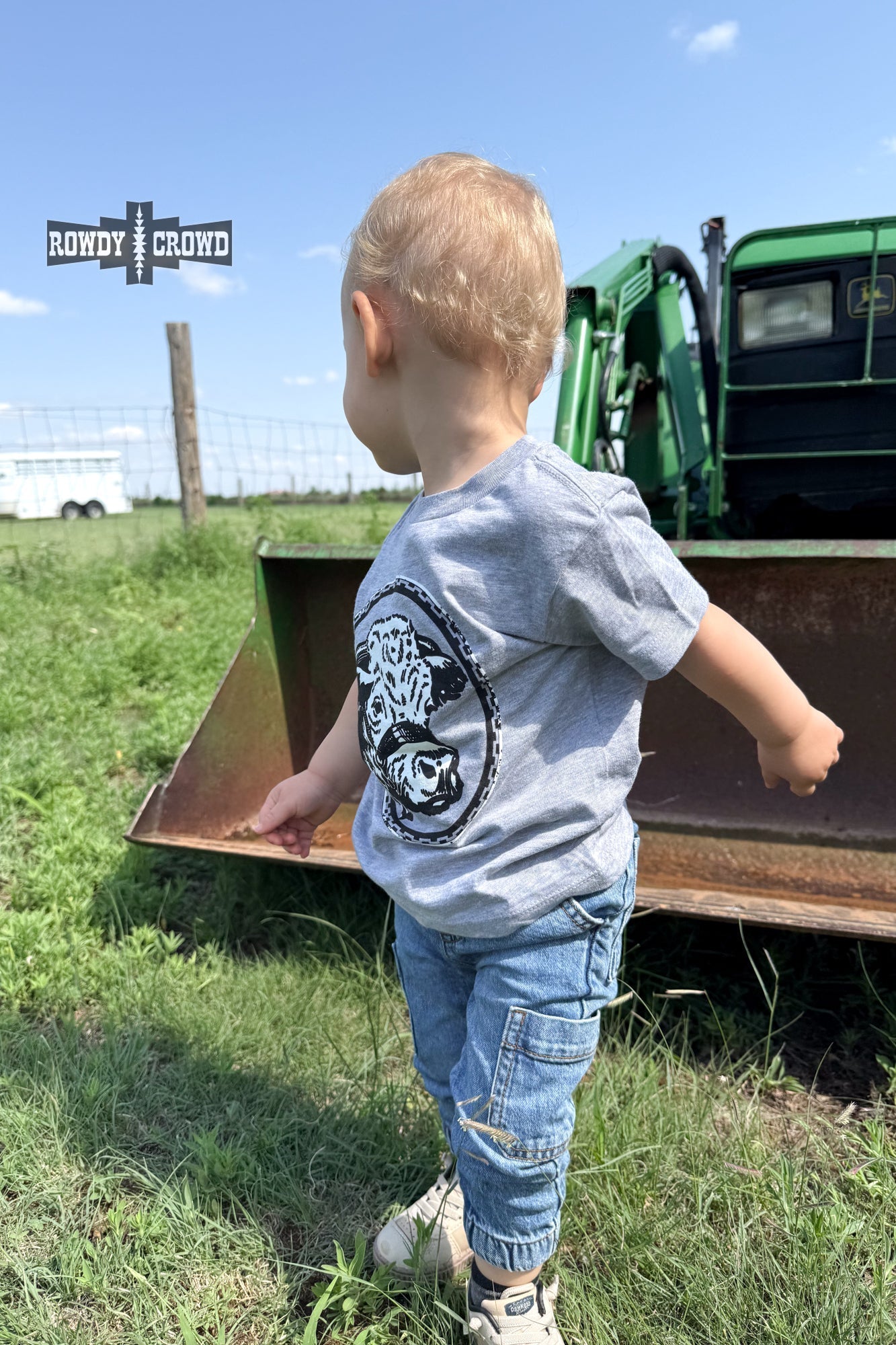 KIDS Happy Hereford Tee - GREY - Cowgirltops.com