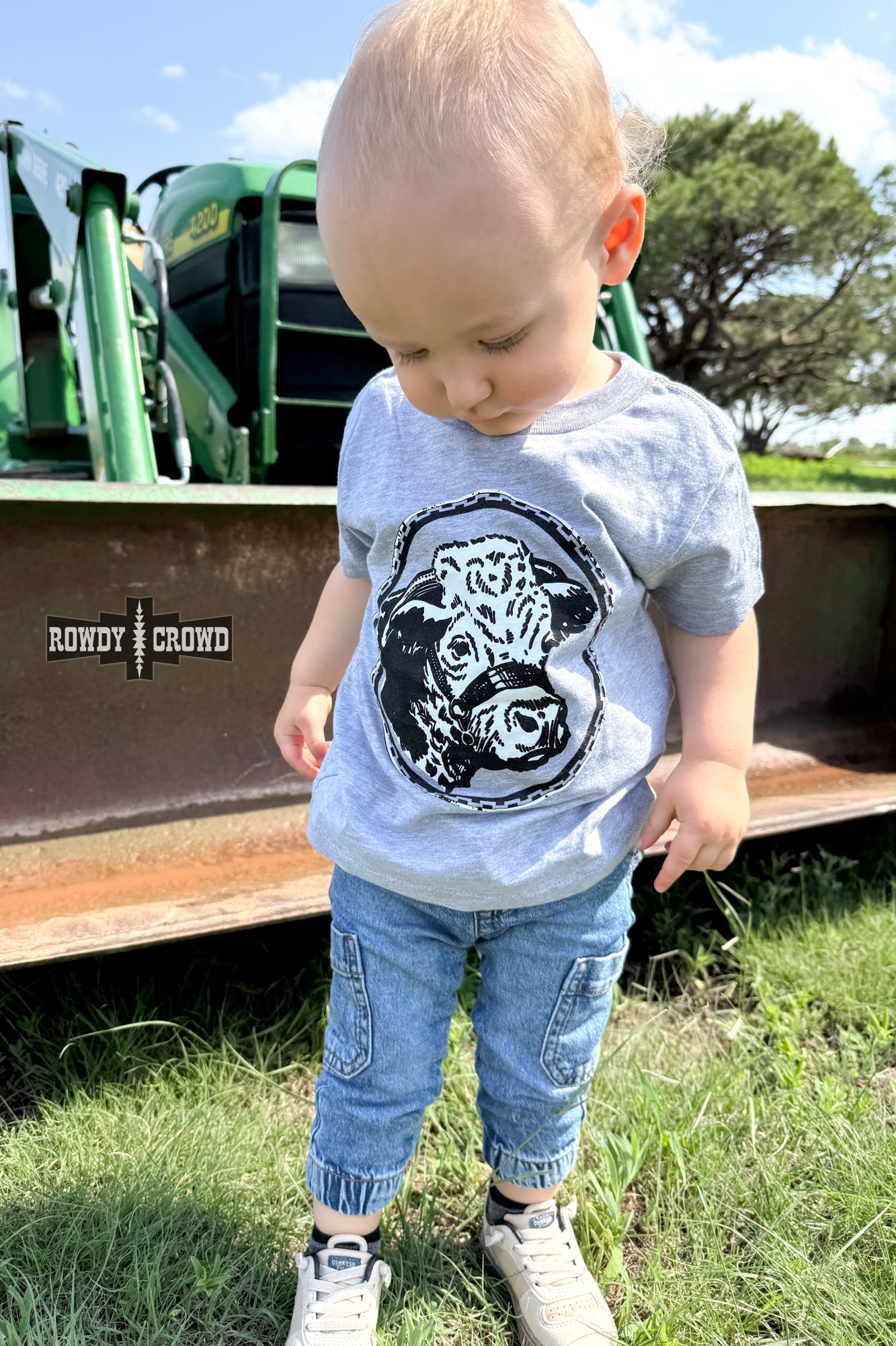 KIDS Happy Hereford Tee - GREY - Cowgirltops.com