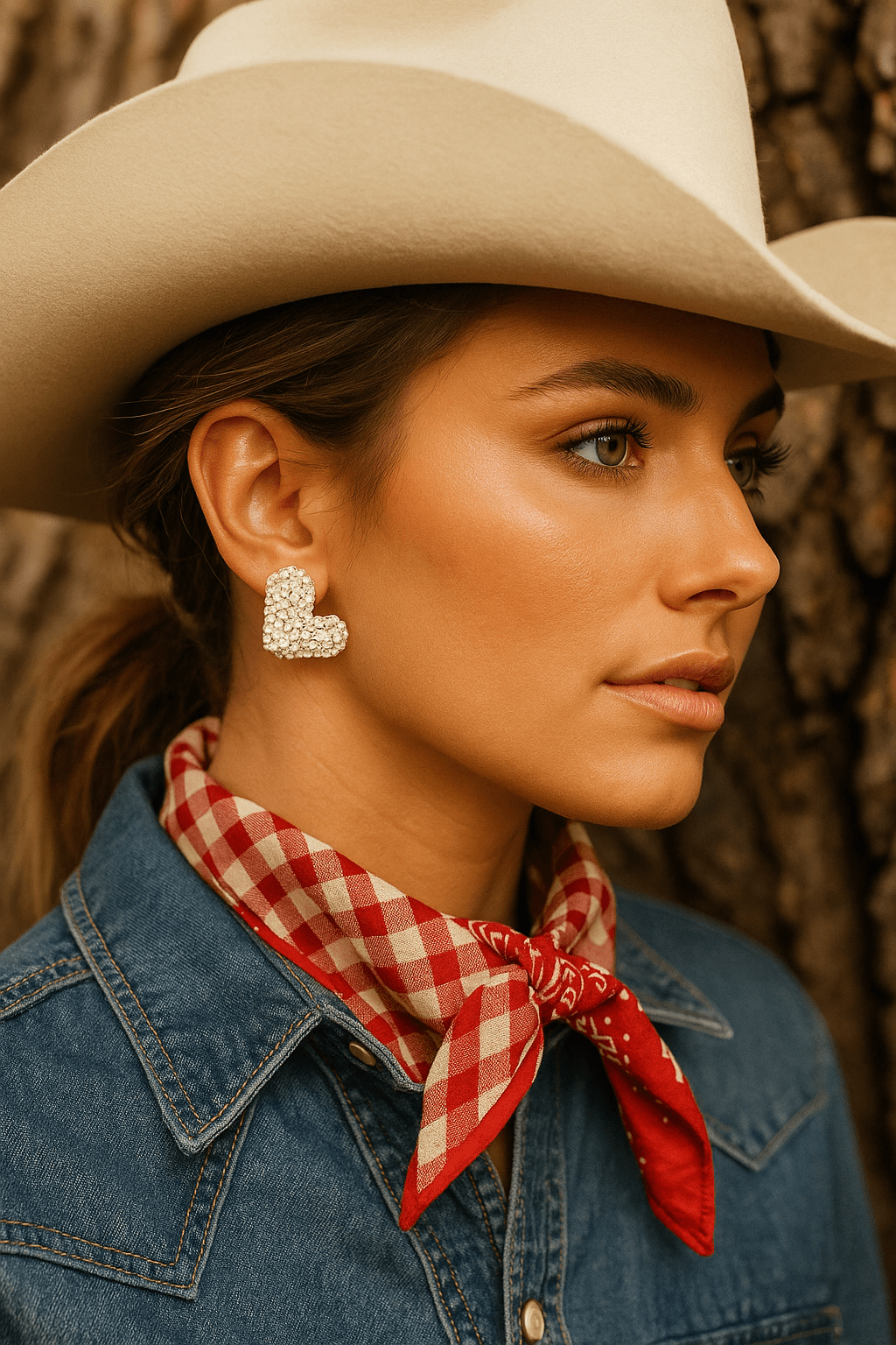 L Initial Rhinestone Studs - Cowgirltops.com