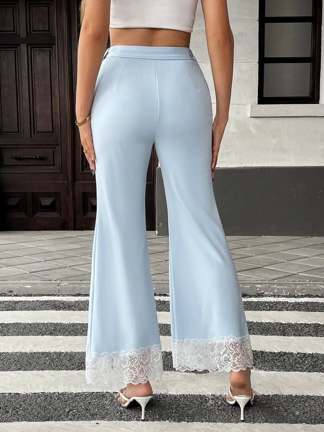 Lace Trim Flare Leg Pants - Cowgirltops.com