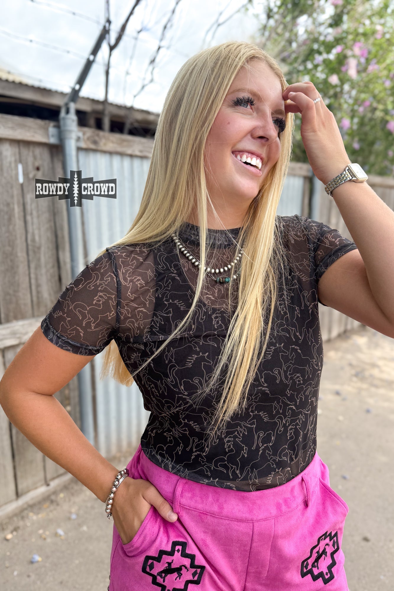 Lariat Mesh Top - Cowgirltops.com