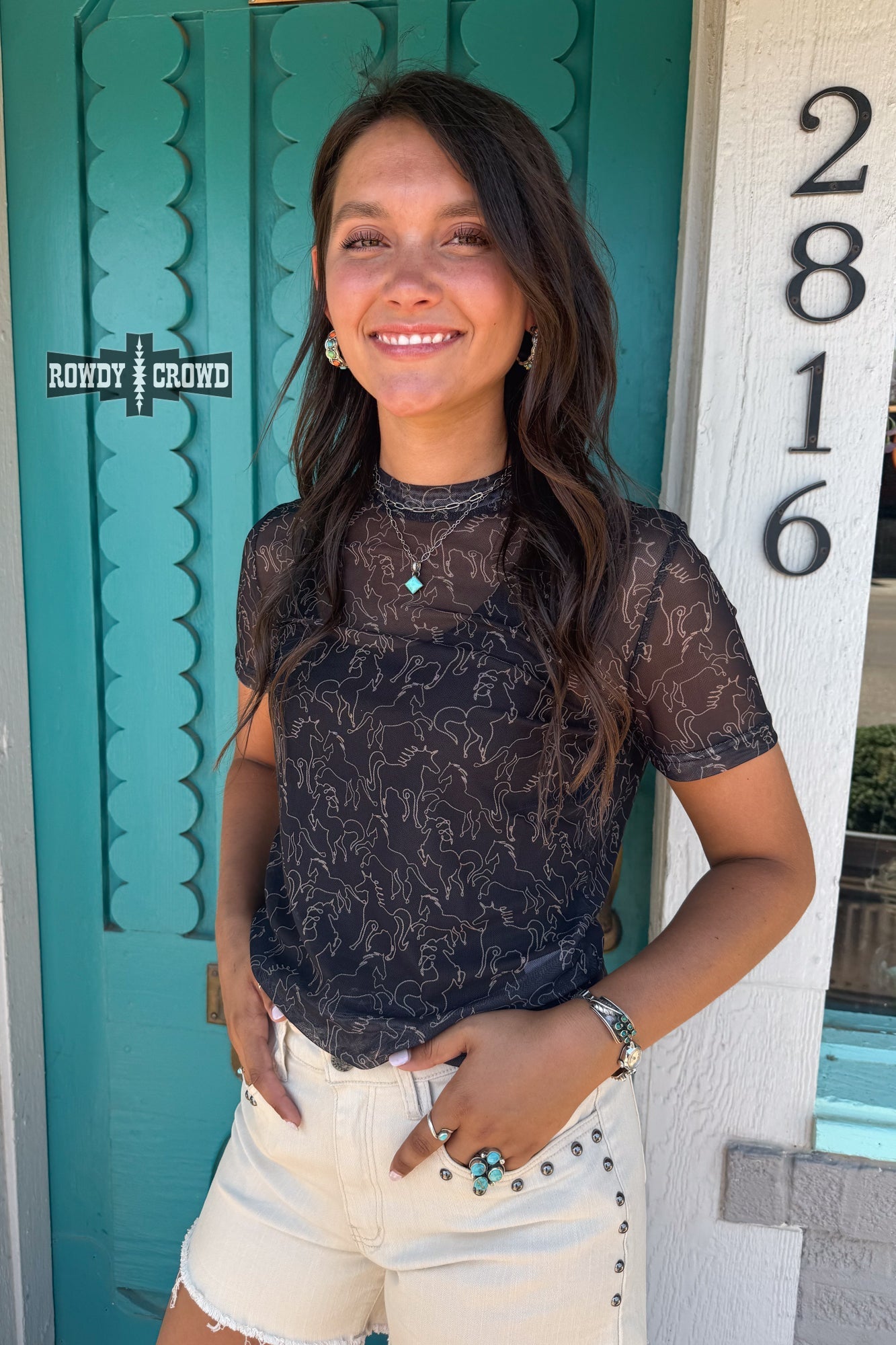 Lariat Mesh Top - Cowgirltops.com