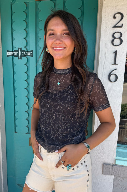 Lariat Mesh Top - Cowgirltops.com