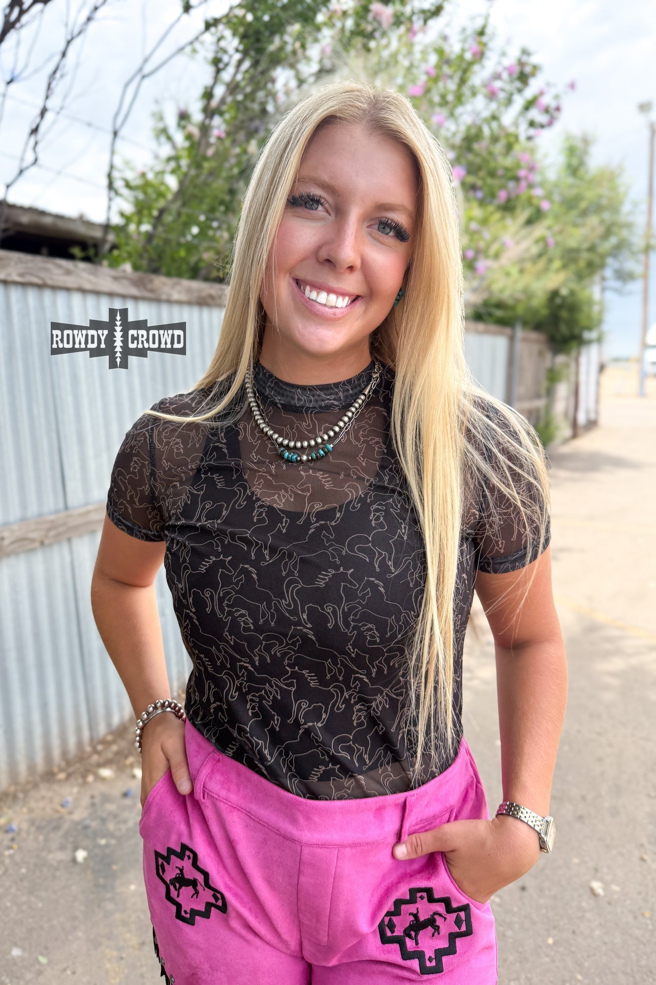 Lariat Mesh Top - Cowgirltops.com