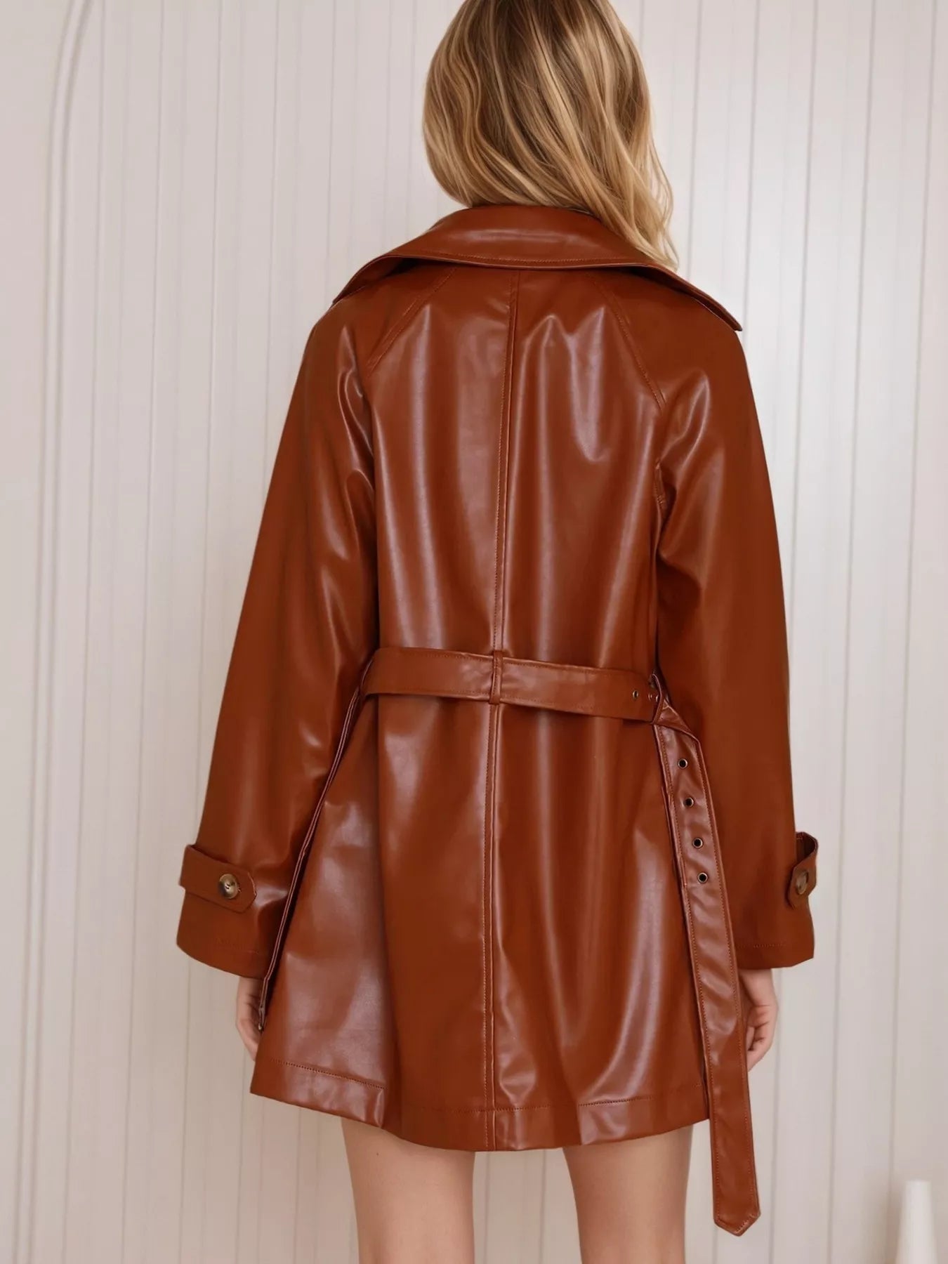 Leather Double - Breasted Jacket - Cowgirltops.com