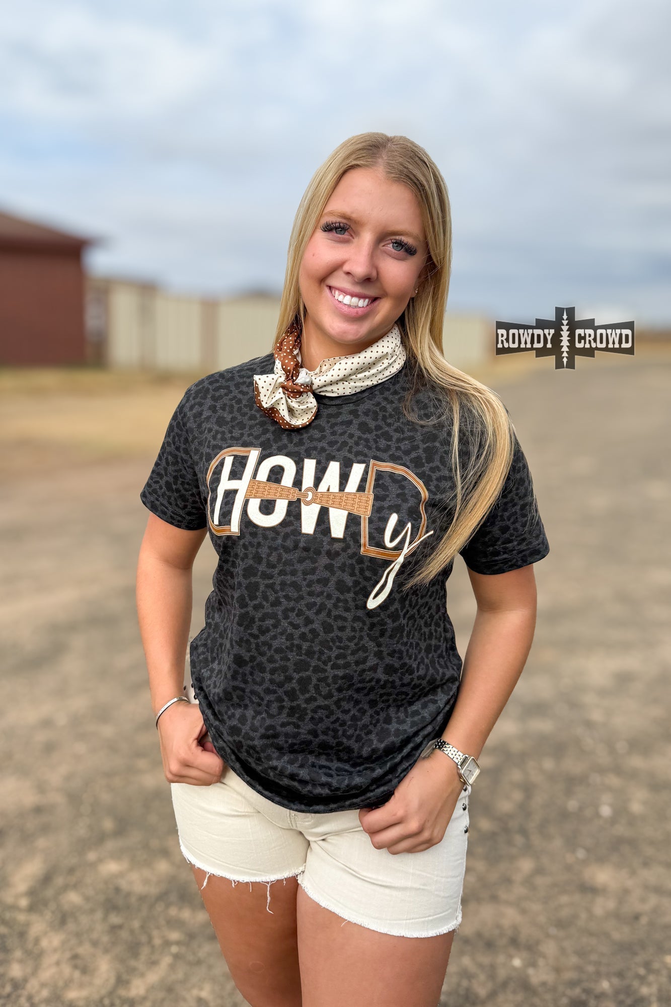 Leopard Howdy Bit Tee - Cowgirltops.com