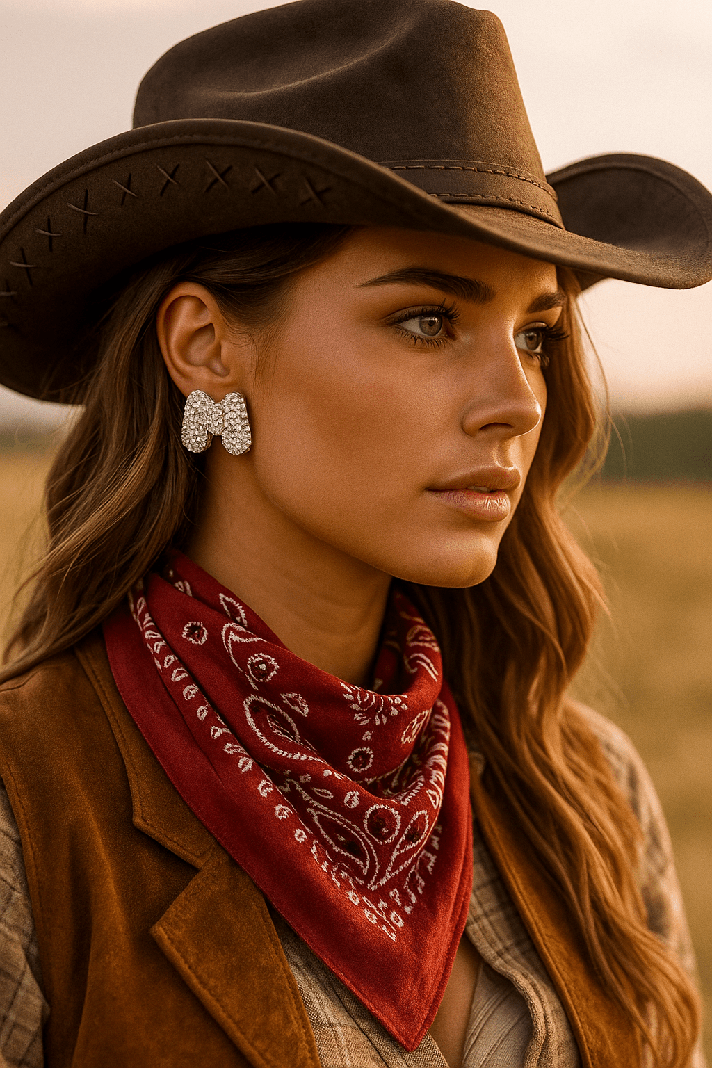 M Initial Rhinestone Studs - Cowgirltops.com