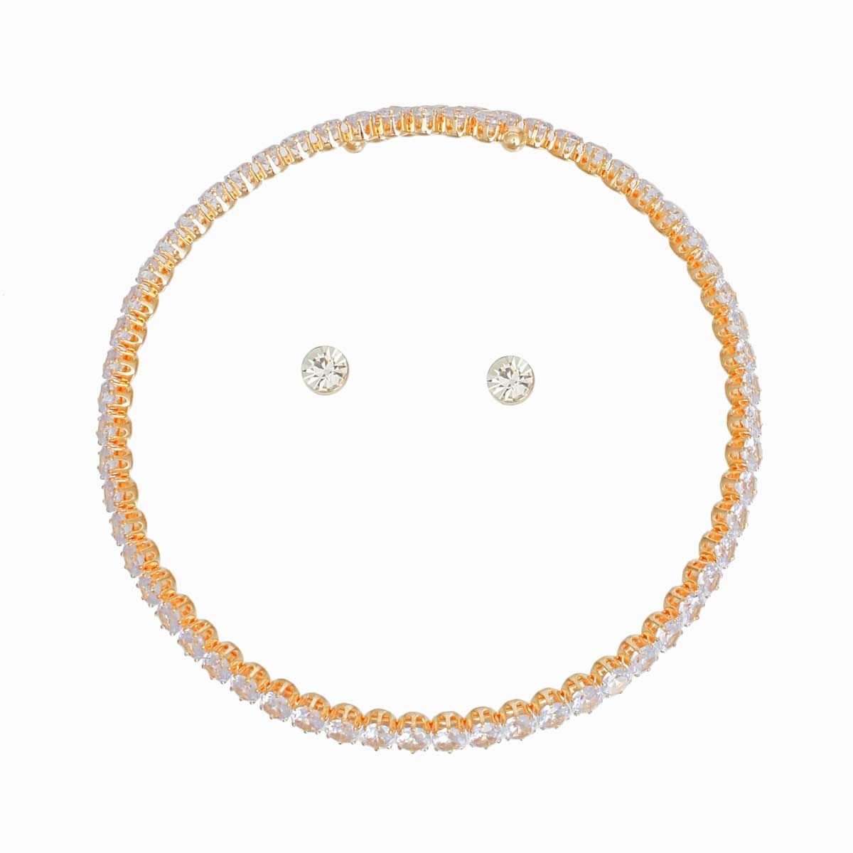 Memory Wire Choker Gold Rhinestone Wrap Necklace - Cowgirltops.com