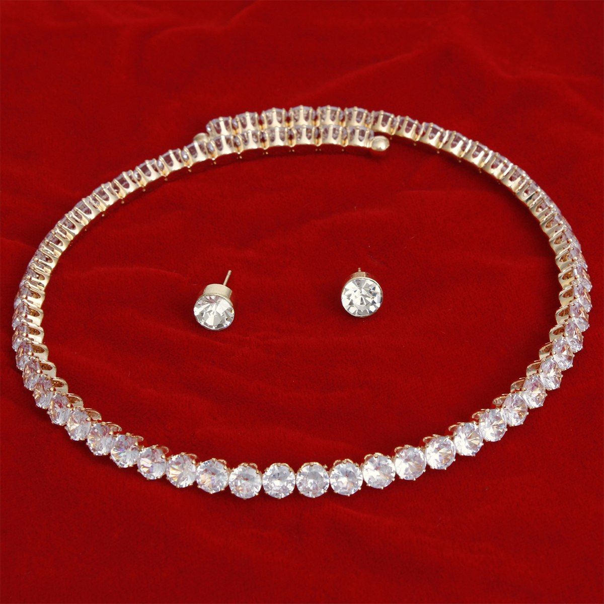 Memory Wire Choker Gold Rhinestone Wrap Necklace - Cowgirltops.com