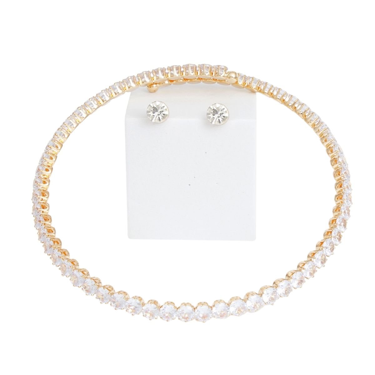 Memory Wire Choker Gold Rhinestone Wrap Necklace - Cowgirltops.com