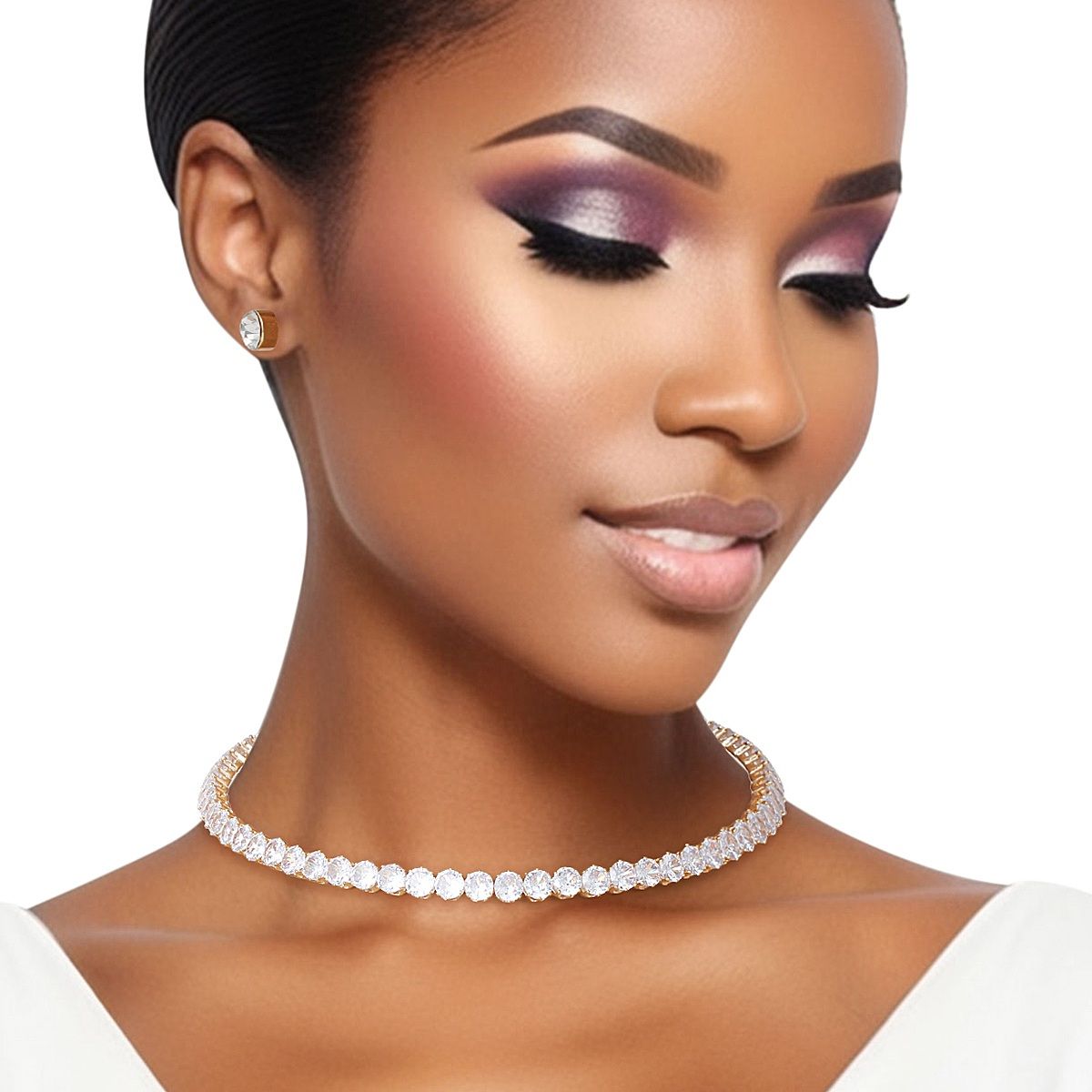 Memory Wire Choker Gold Rhinestone Wrap Necklace - Cowgirltops.com