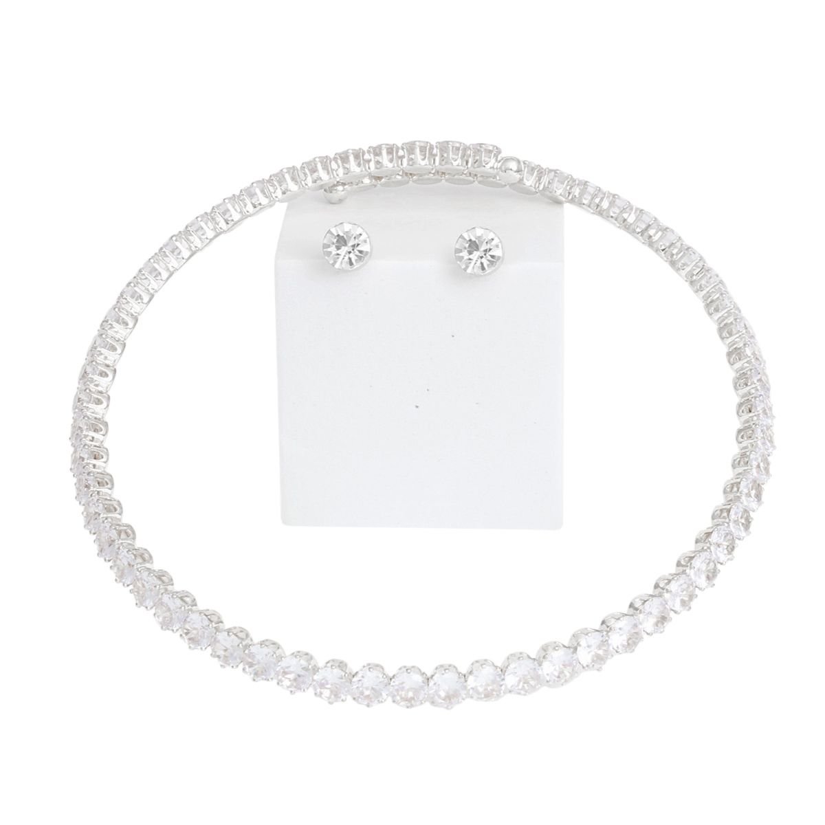 Memory Wire Choker Silver Rhinestone Wrap Necklace - Cowgirltops.com