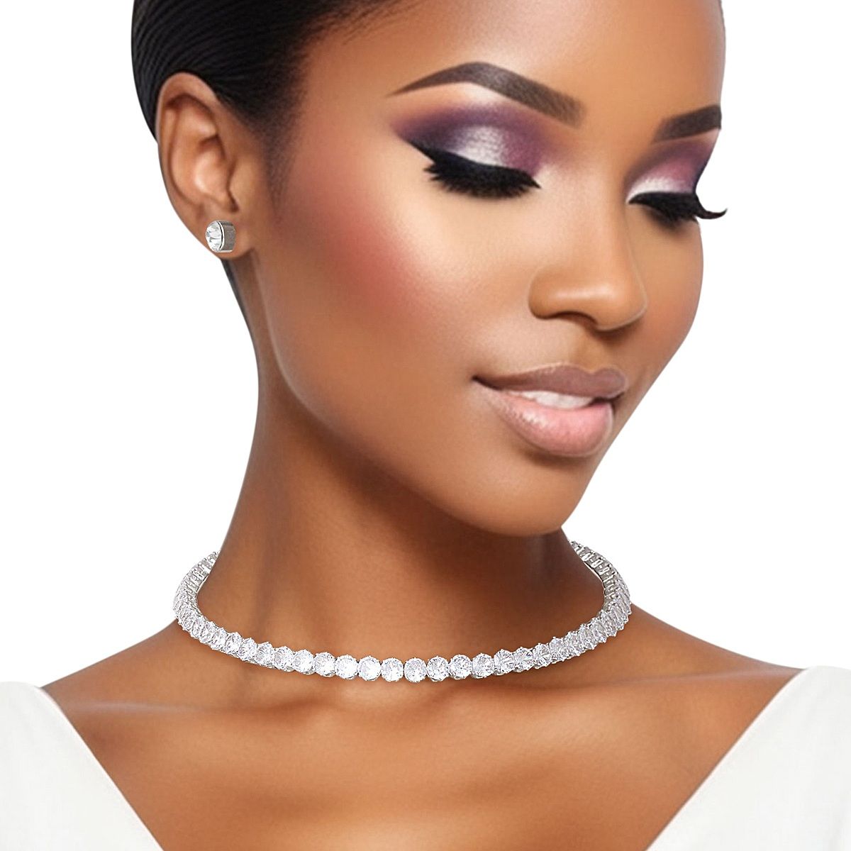 Memory Wire Choker Silver Rhinestone Wrap Necklace - Cowgirltops.com