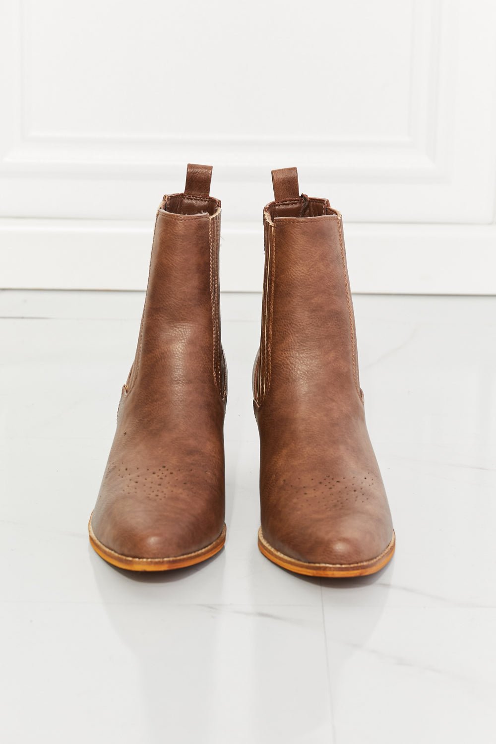 MMShoes Love the Journey Stacked Heel Chelsea Boot in Chestnut - Cowgirltops.com