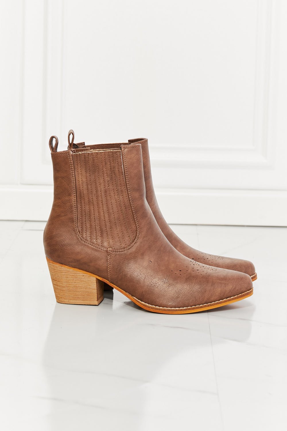MMShoes Love the Journey Stacked Heel Chelsea Boot in Chestnut - Cowgirltops.com