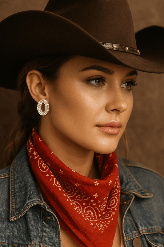 O Initial Rhinestone Studs - Cowgirltops.com